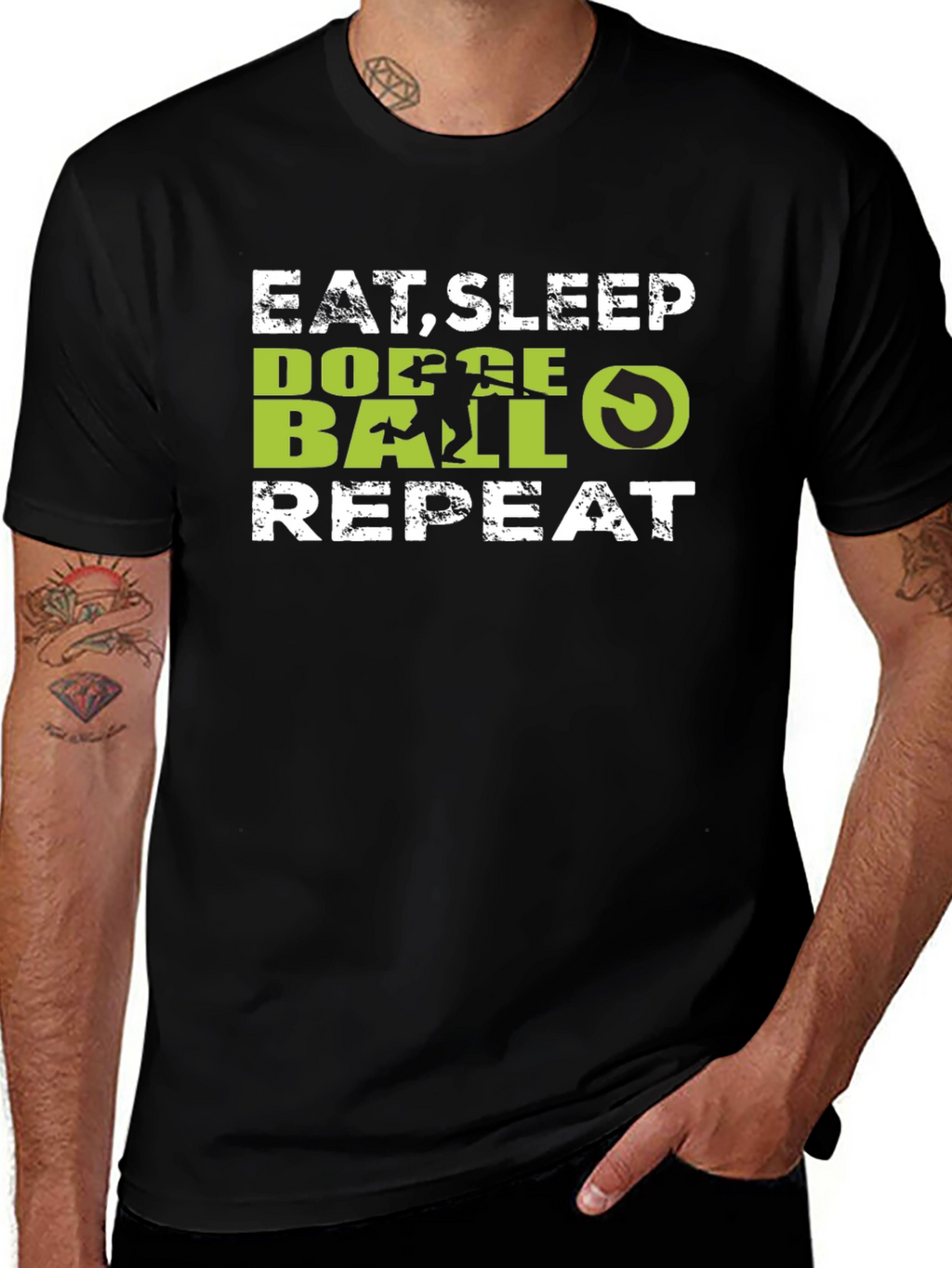 Eat Sleep Dodgeball Repeat Black T-Shirt