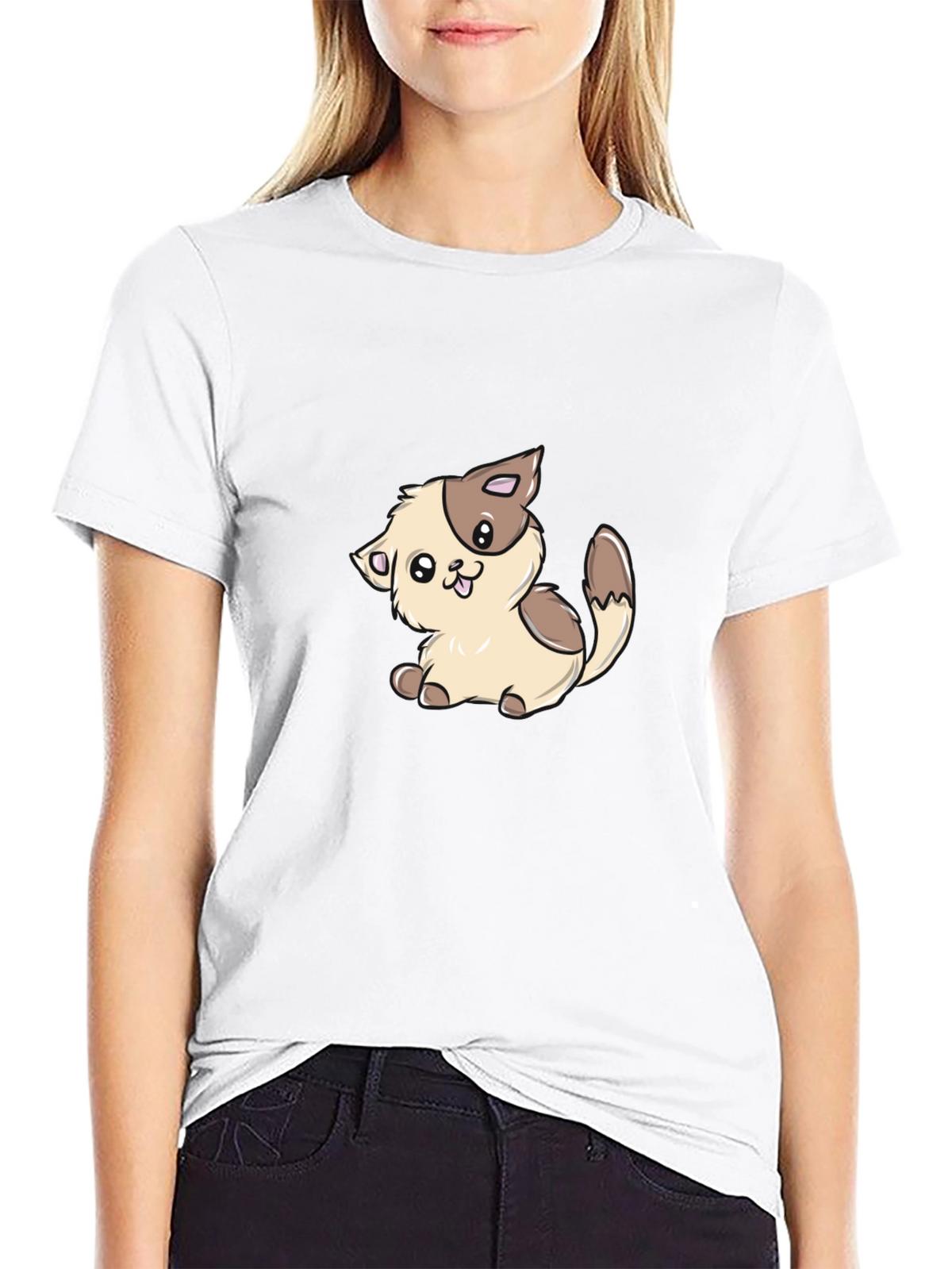 Cute Kitten Graphic T-Shirt - Black