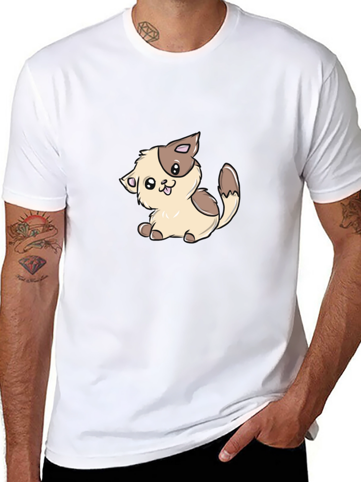 Cute Kitten Graphic T-Shirt - Black