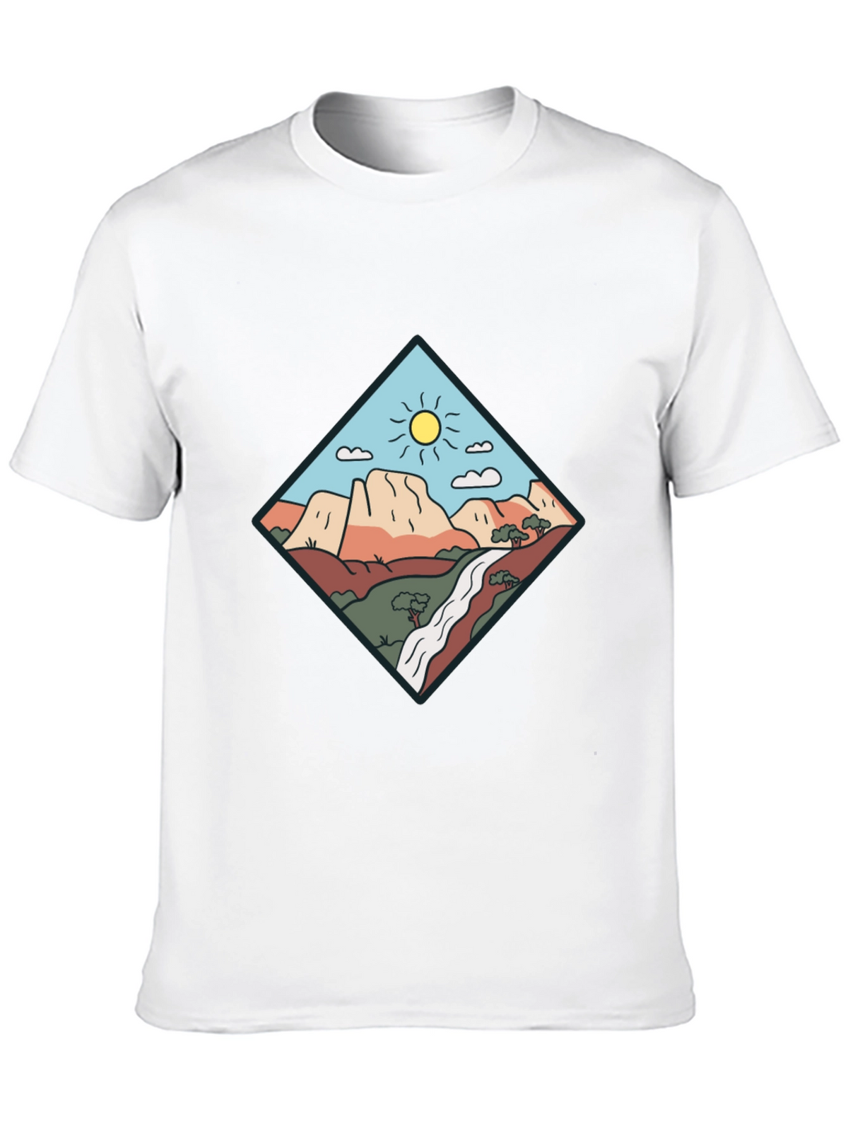 Scenic Mountain Graphic Tee - Black Cotton T-Shirt