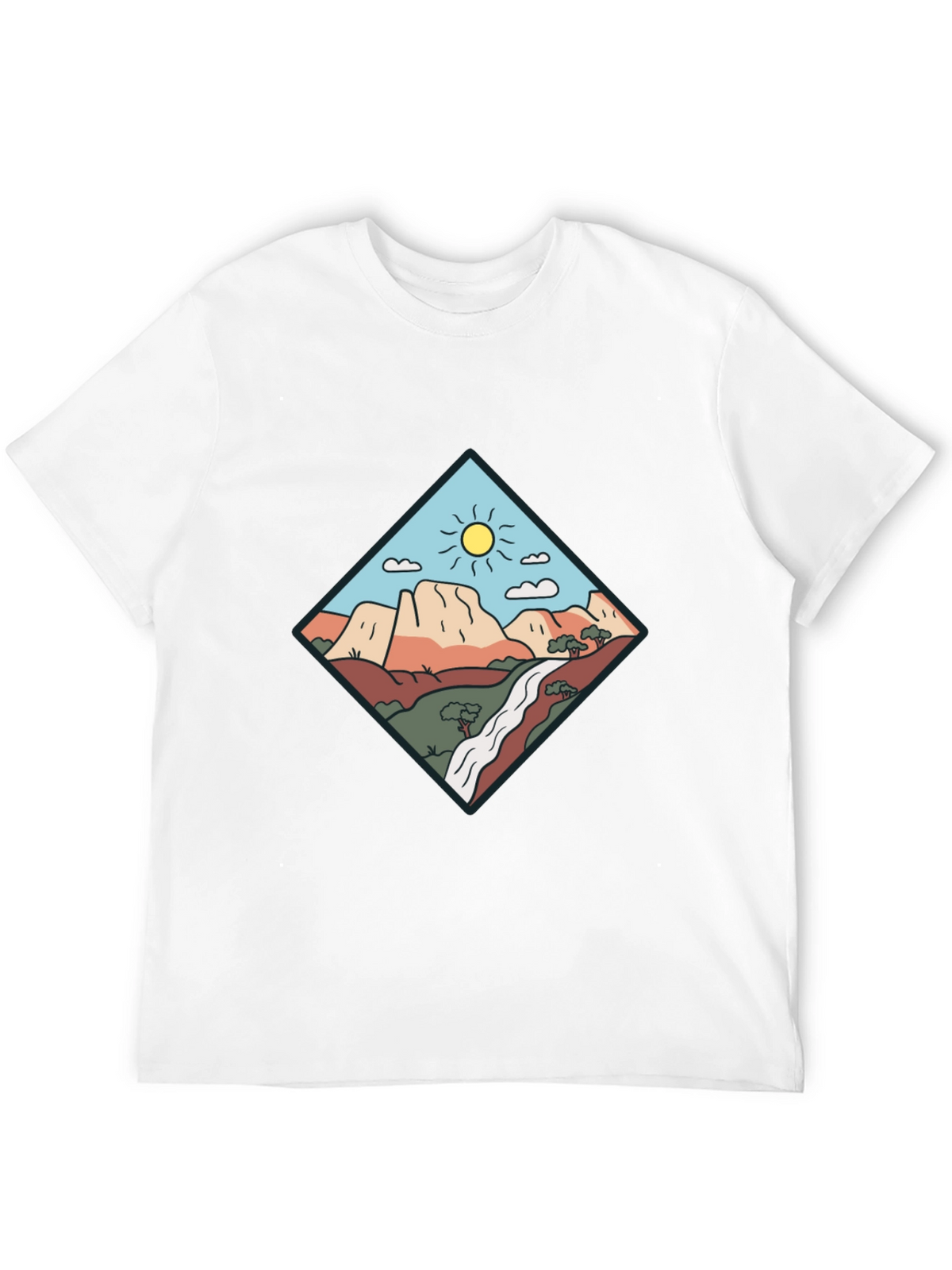 Scenic Mountain Graphic Tee - Black Cotton T-Shirt