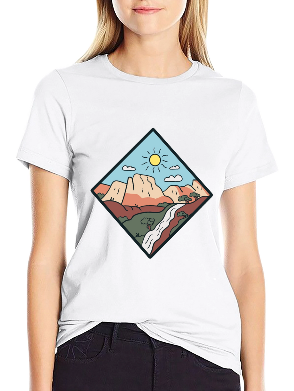 Scenic Mountain Graphic Tee - Black Cotton T-Shirt