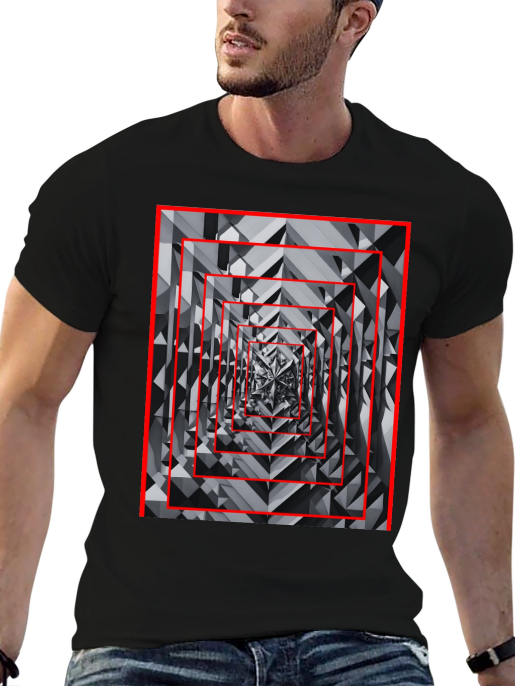 Geometric Tunnel Black T-Shirt