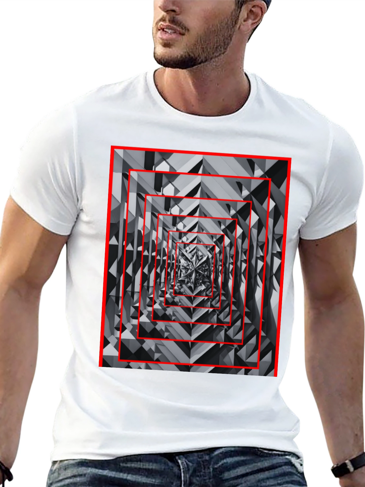 Geometric Tunnel Black T-Shirt