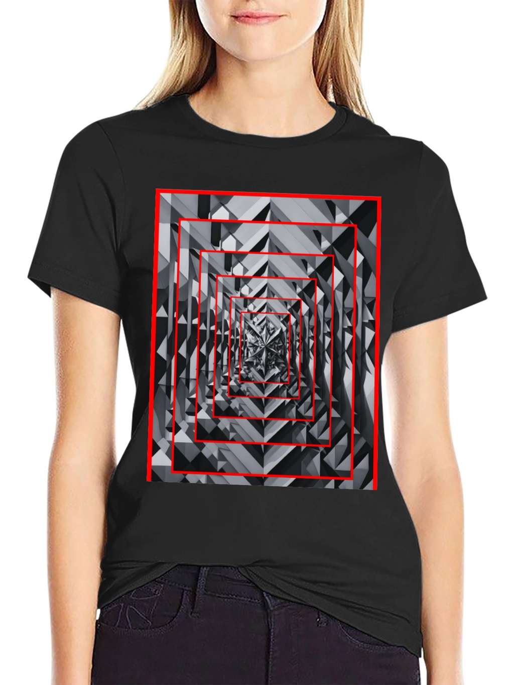 Geometric Tunnel Black T-Shirt