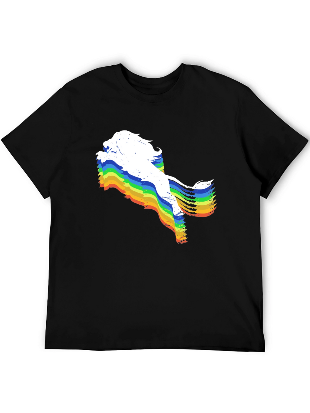 Rainbow Lion Graphic Tee - Unique Mens Black T-Shirt