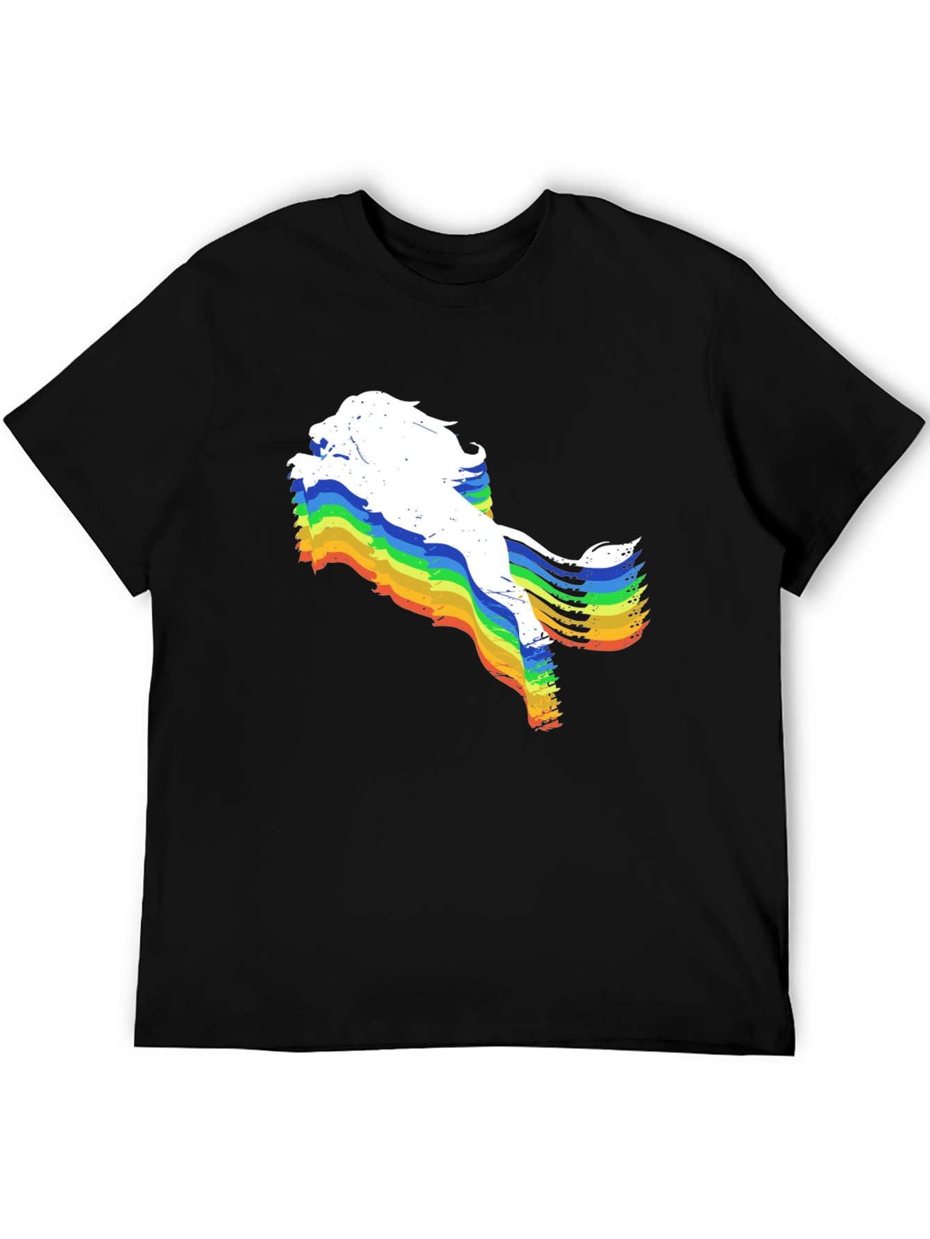 Rainbow Lion Graphic Tee - Unique Mens Black T-Shirt