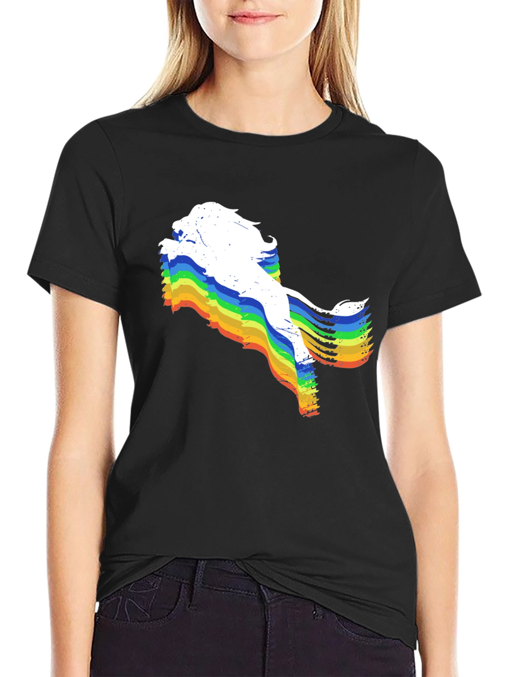 Rainbow Lion Graphic Tee - Unique Mens Black T-Shirt