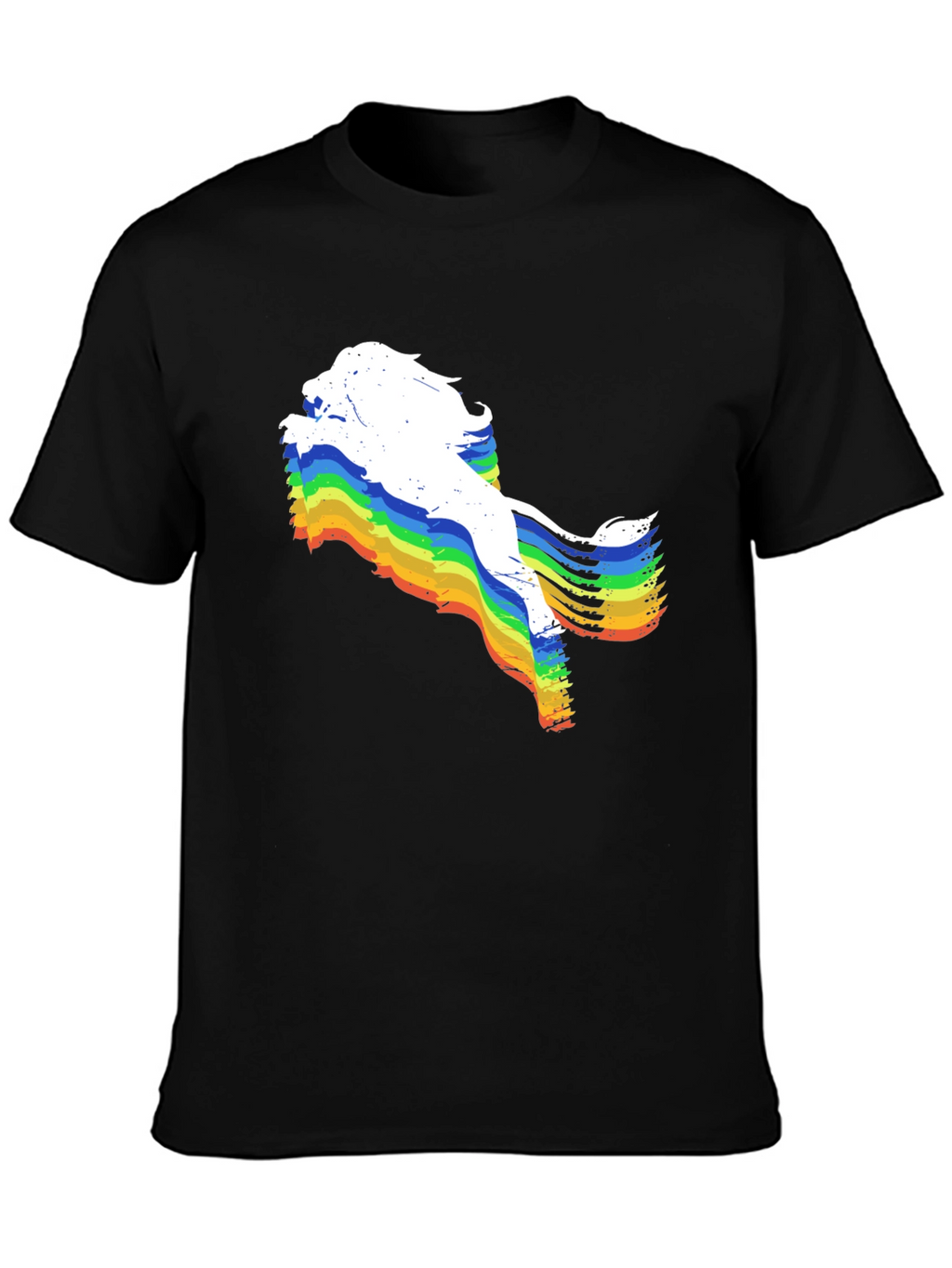 Rainbow Lion Graphic Tee - Unique Mens Black T-Shirt