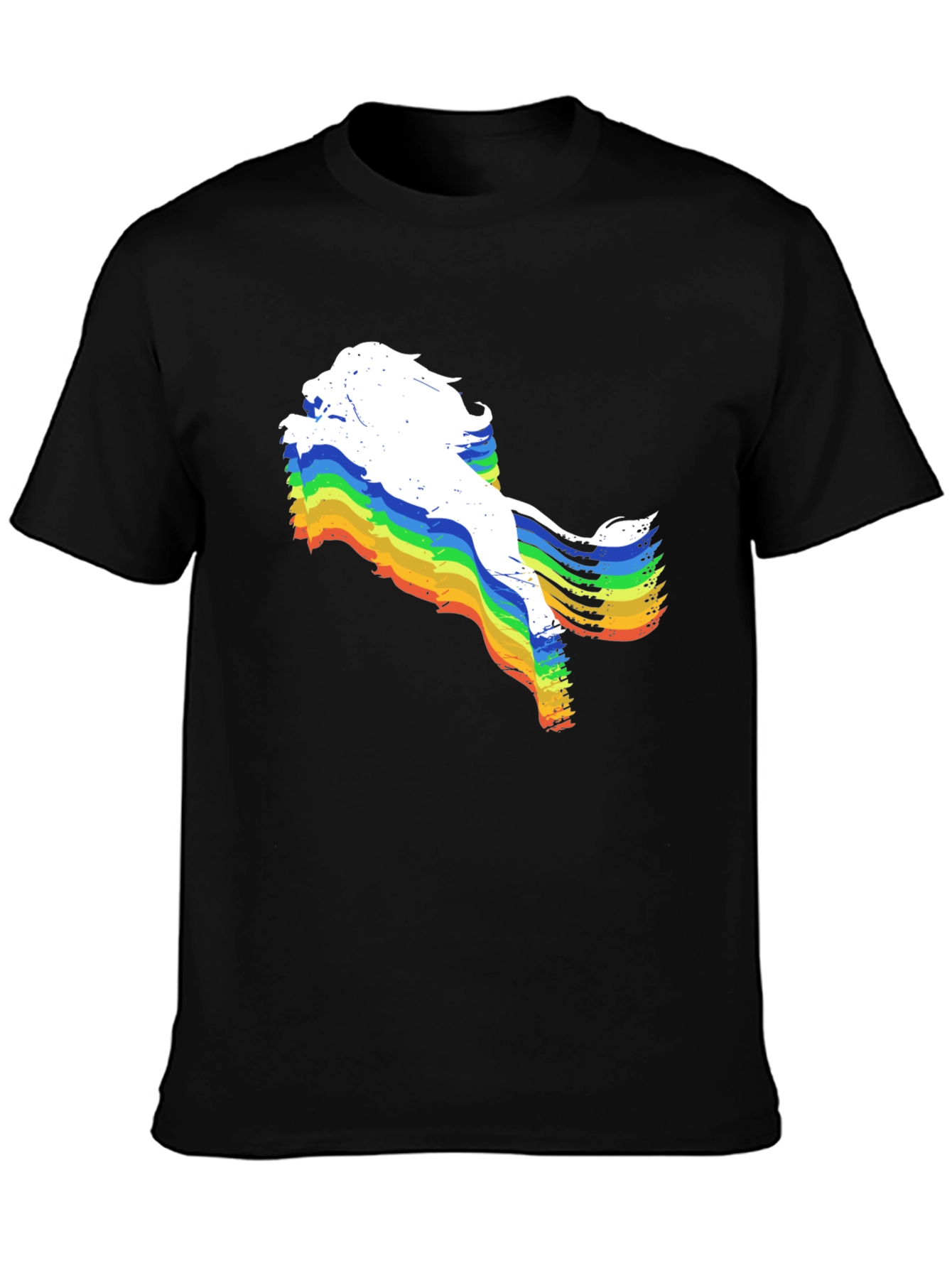 Rainbow Lion Graphic Tee - Unique Mens Black T-Shirt