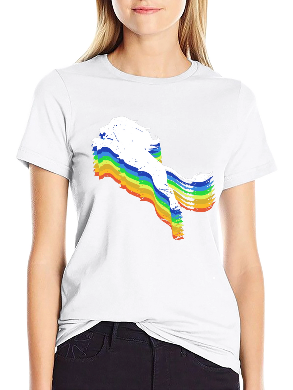 Rainbow Lion Graphic Tee - Unique Mens Black T-Shirt