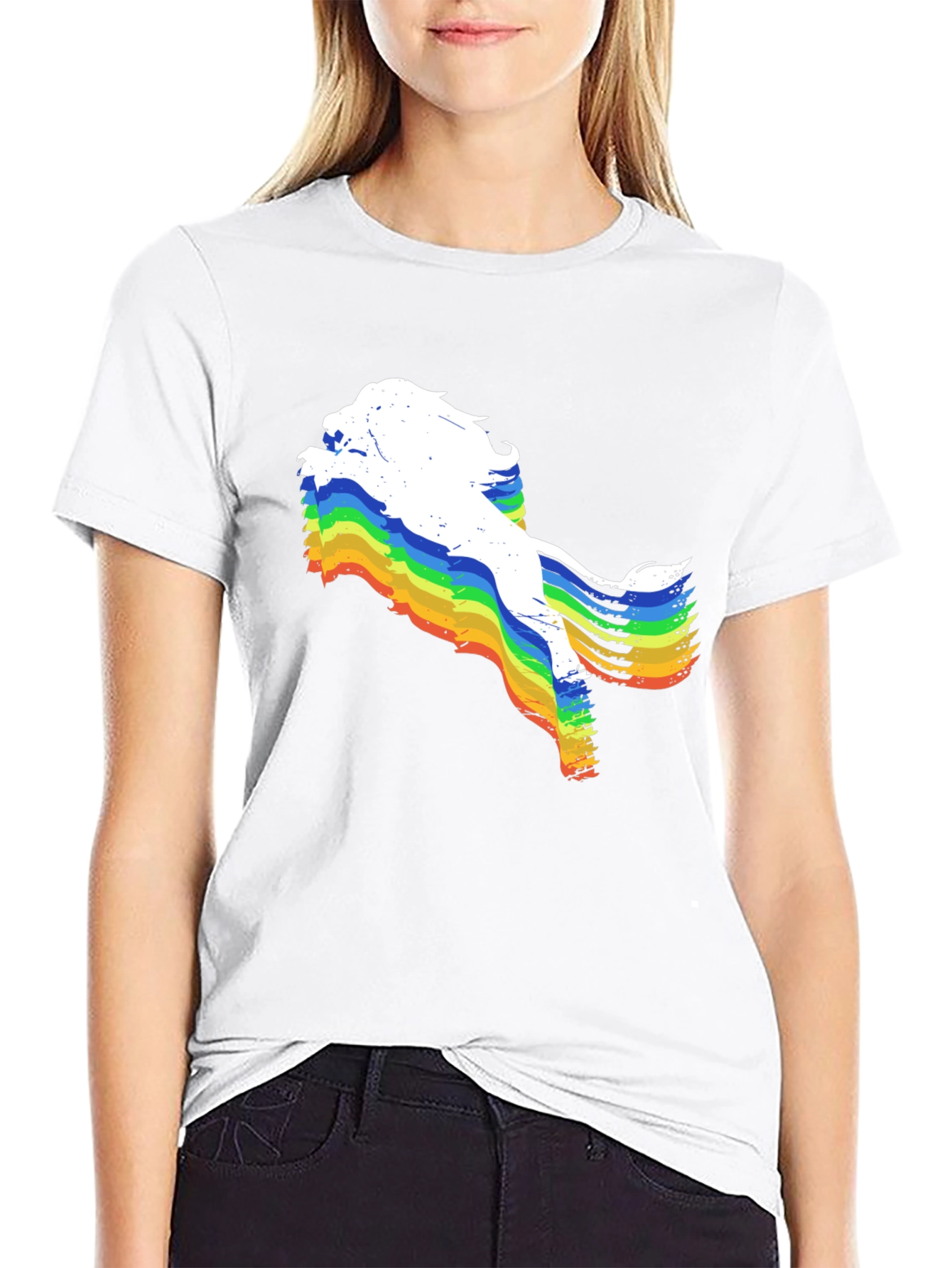 Rainbow Lion Graphic Tee - Unique Mens Black T-Shirt