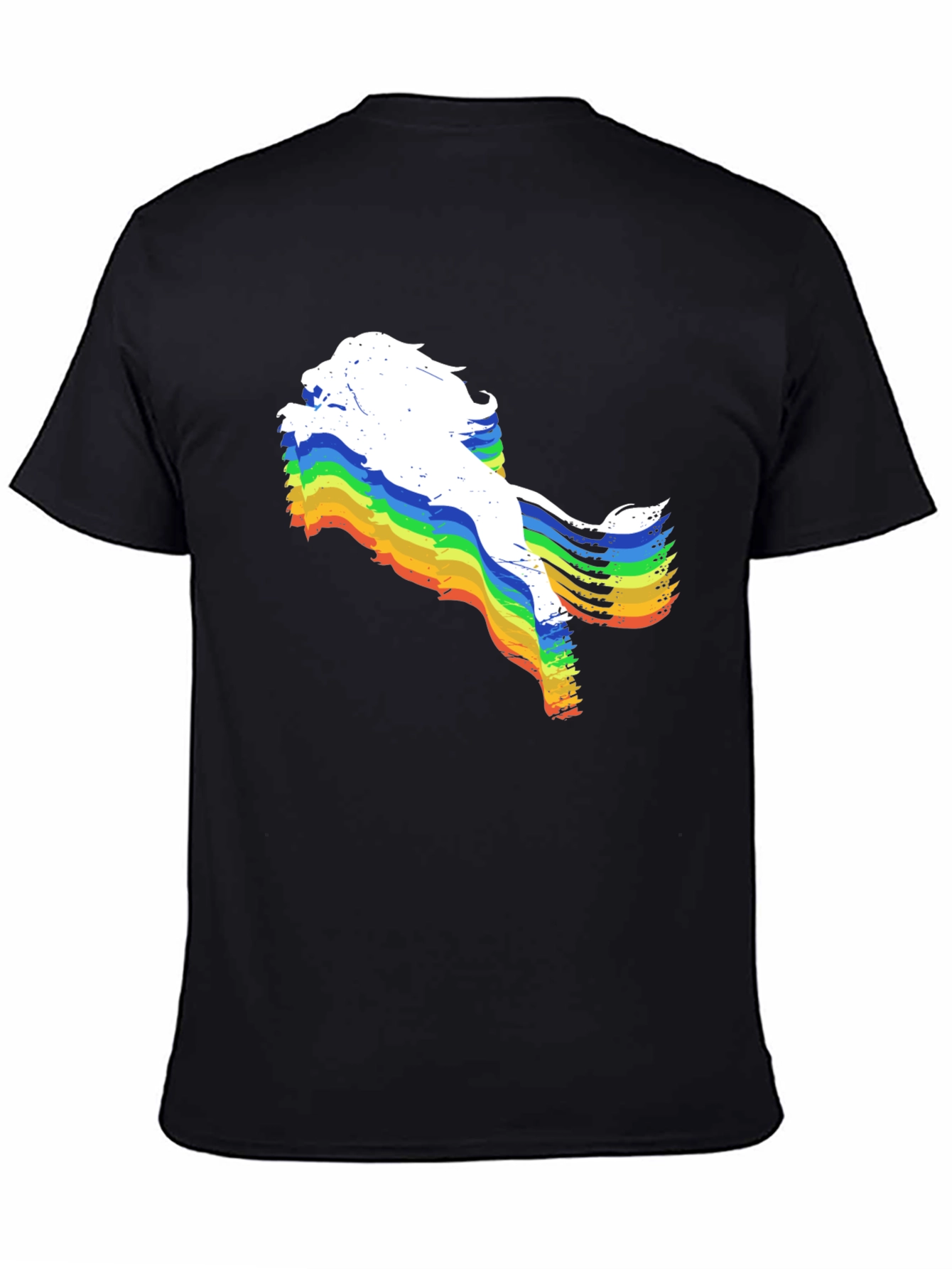 Rainbow Lion Graphic Tee - Unique Mens Black T-Shirt