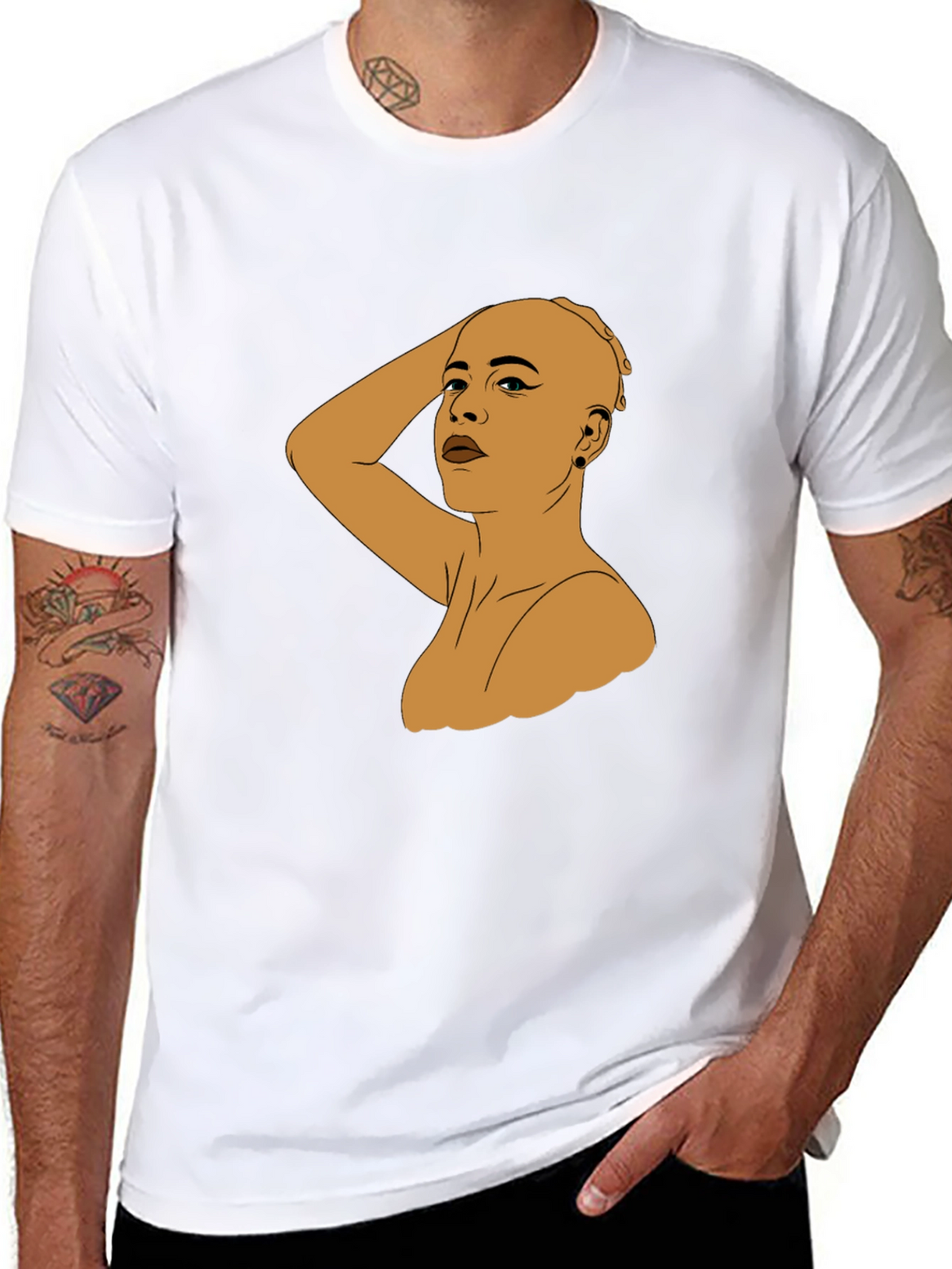 Bald Woman Graphic Tee - Black Unisex T-Shirt