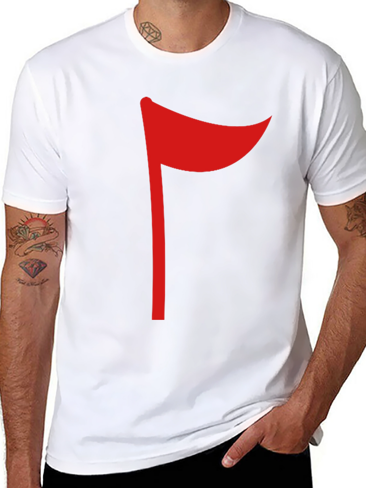 Red Flag Graphic Black T-Shirt Casual Tee