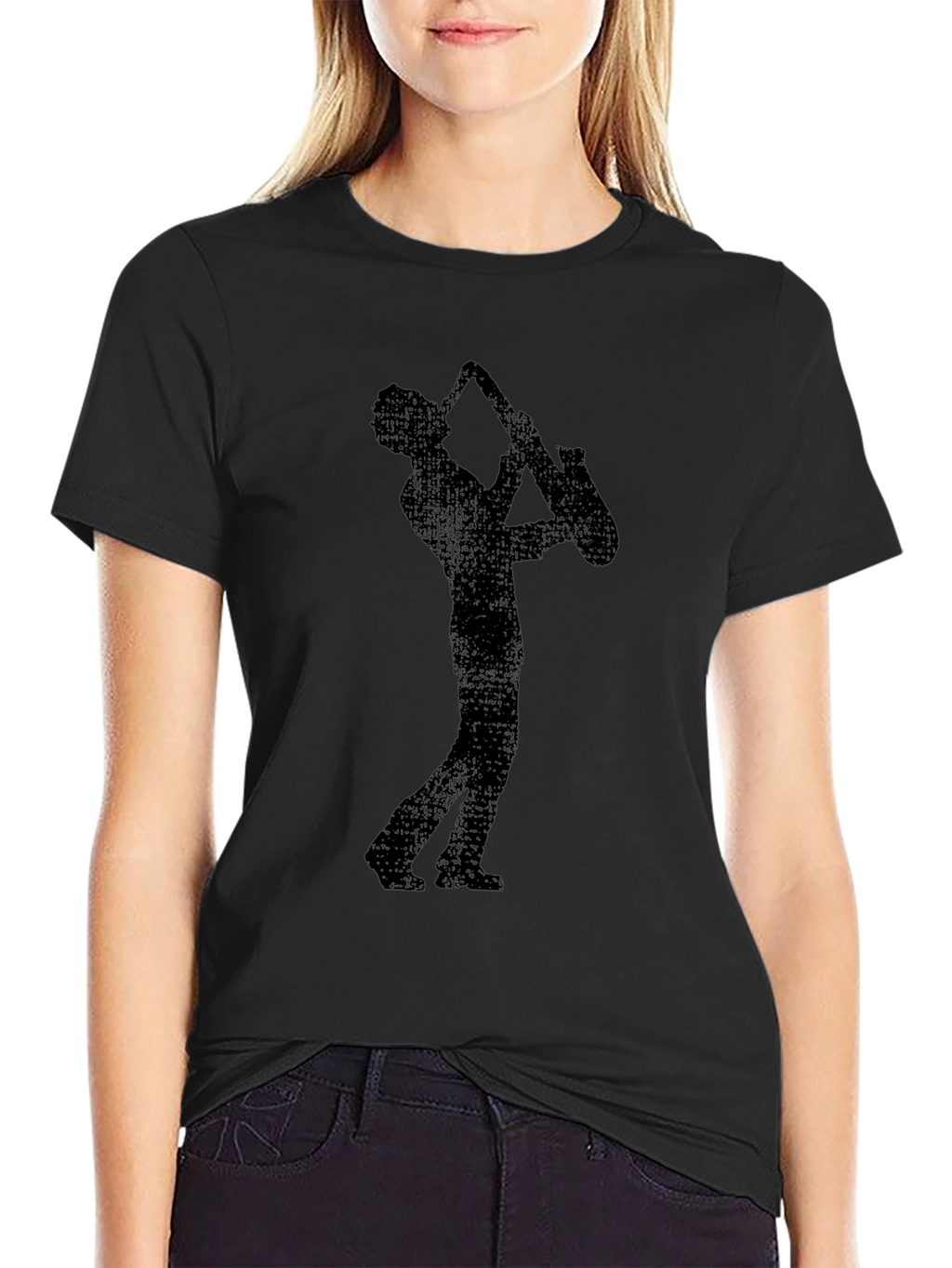 Saxophone Player Graphic T-Shirt - Black