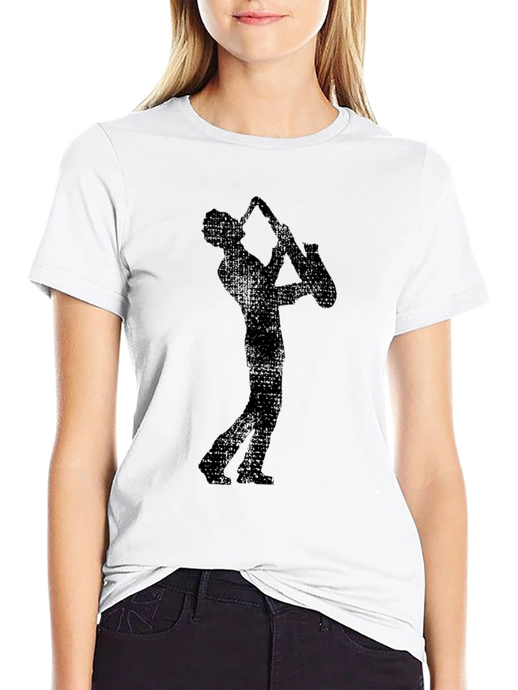 Saxophone Player Graphic T-Shirt - Black
