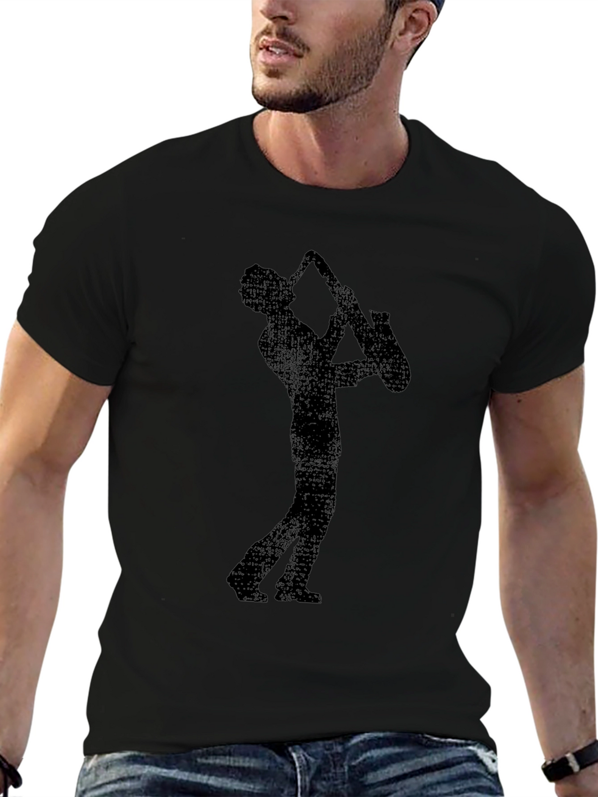 Saxophone Player Graphic T-Shirt - Black