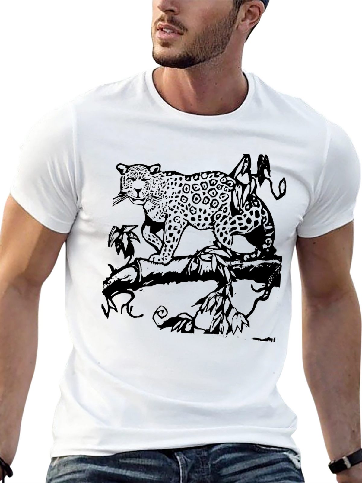 Leopard Graphic T-Shirt - Black