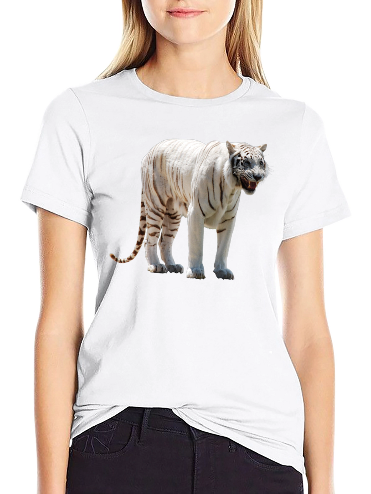White Tiger Graphic Print T-Shirt