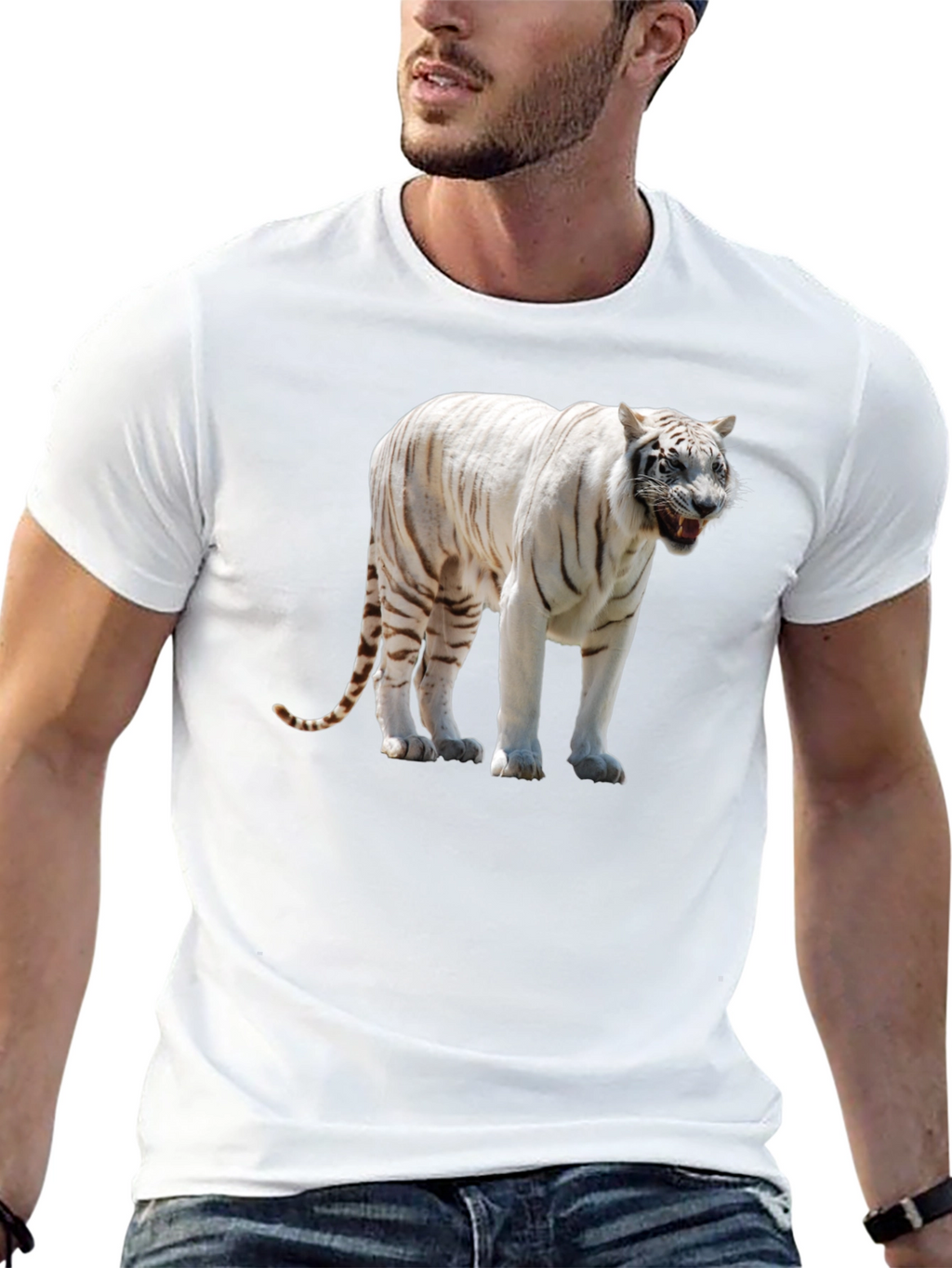 White Tiger Graphic Print T-Shirt