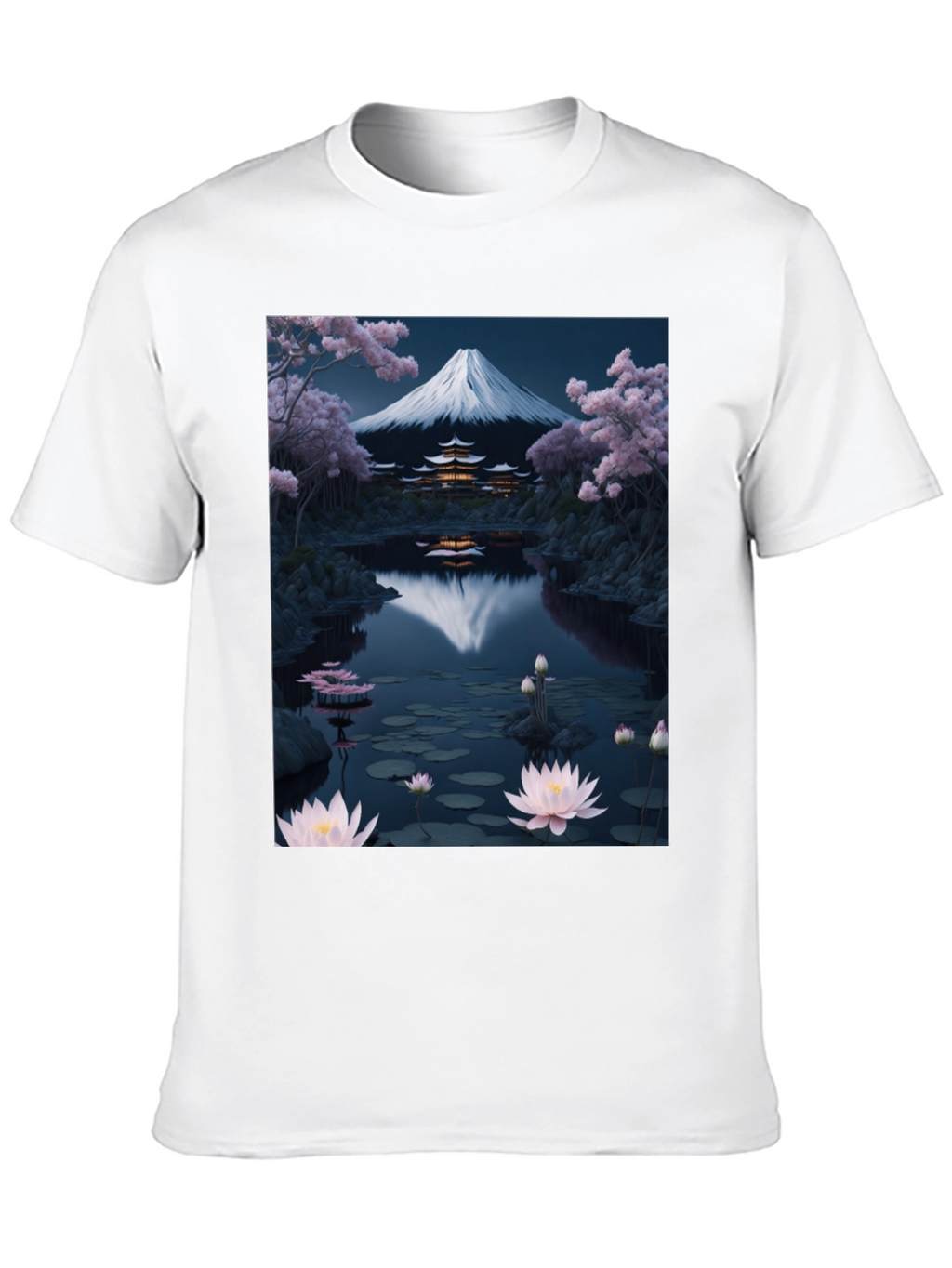 Mount Fuji Lotus Pond Graphic Tee