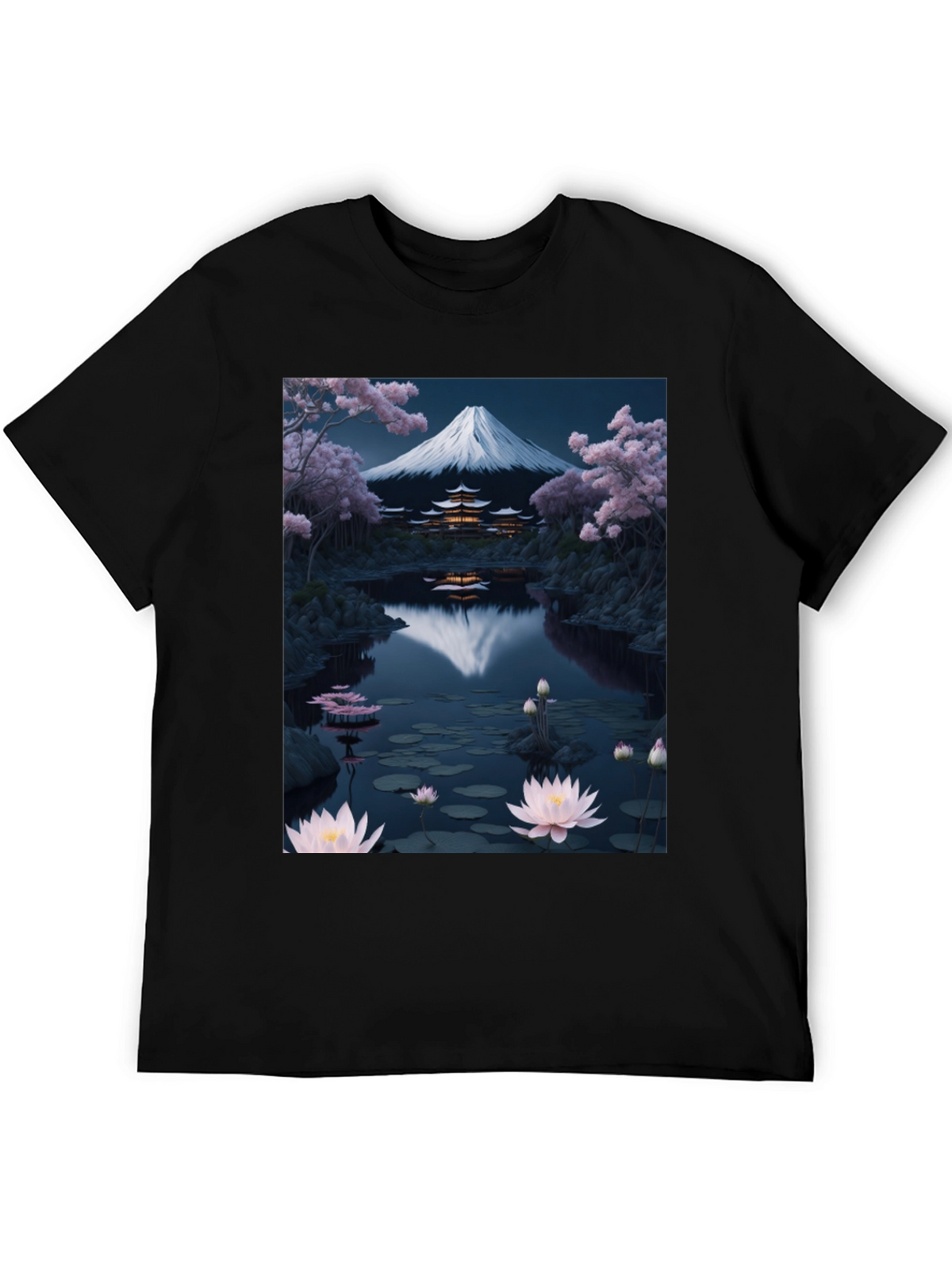 Mount Fuji Lotus Pond Graphic Tee