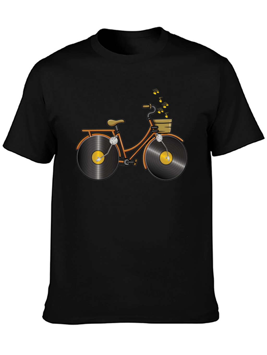Unique Vinyl Record Bicycle Graphic T-Shirt