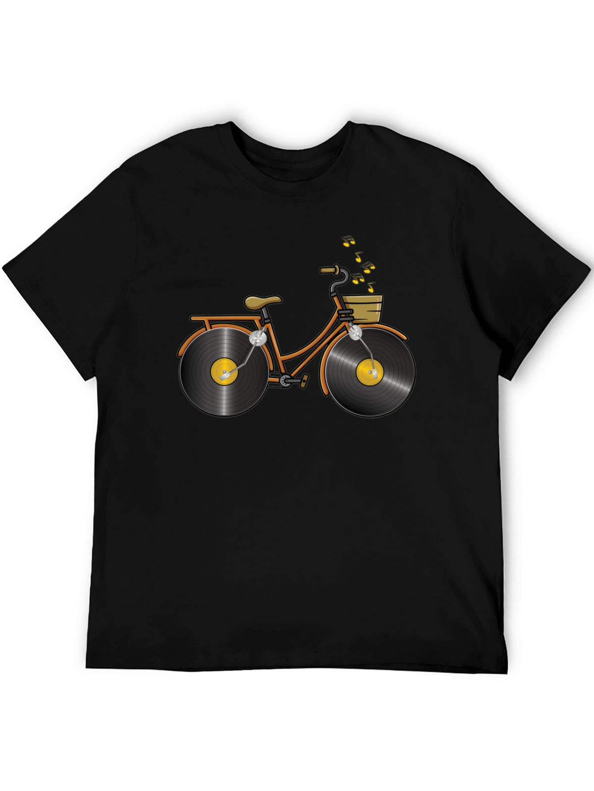 Unique Vinyl Record Bicycle Graphic T-Shirt