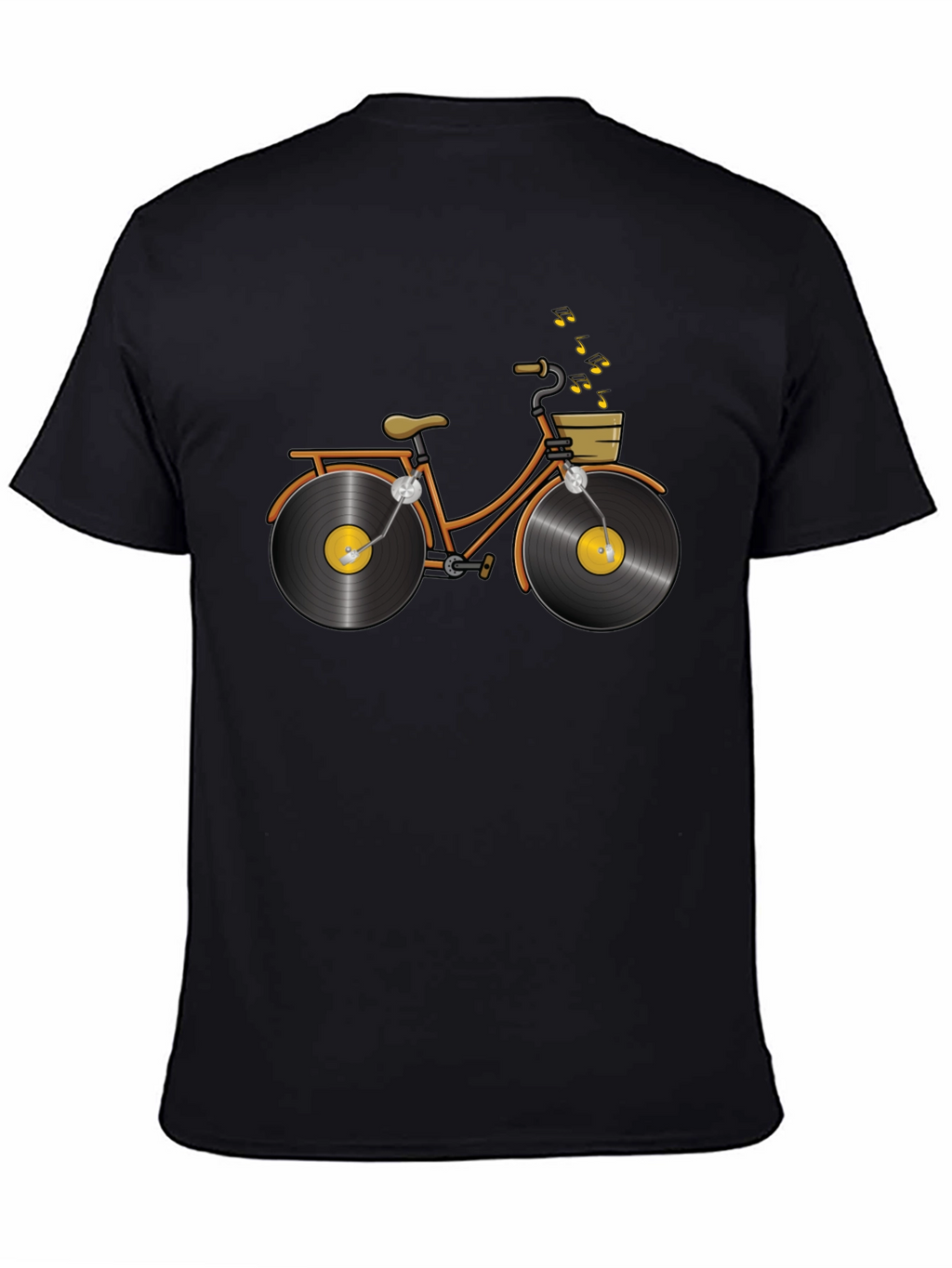 Unique Vinyl Record Bicycle Graphic T-Shirt