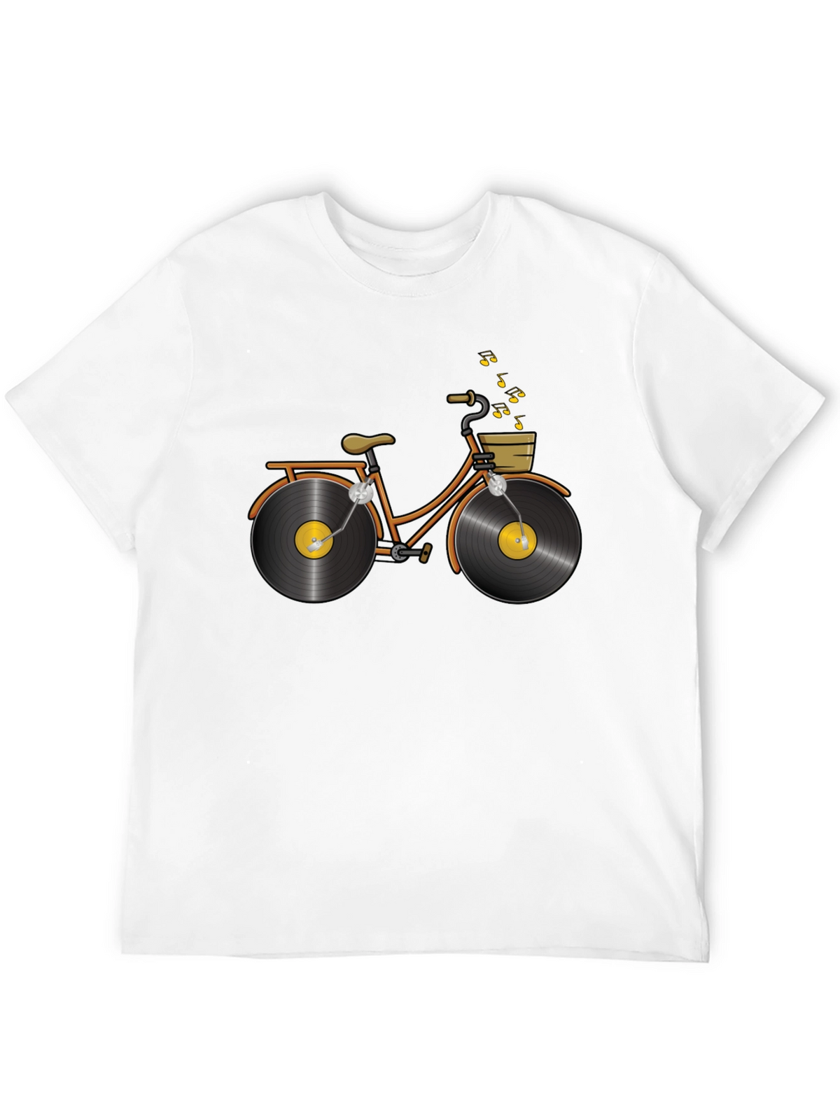 Unique Vinyl Record Bicycle Graphic T-Shirt
