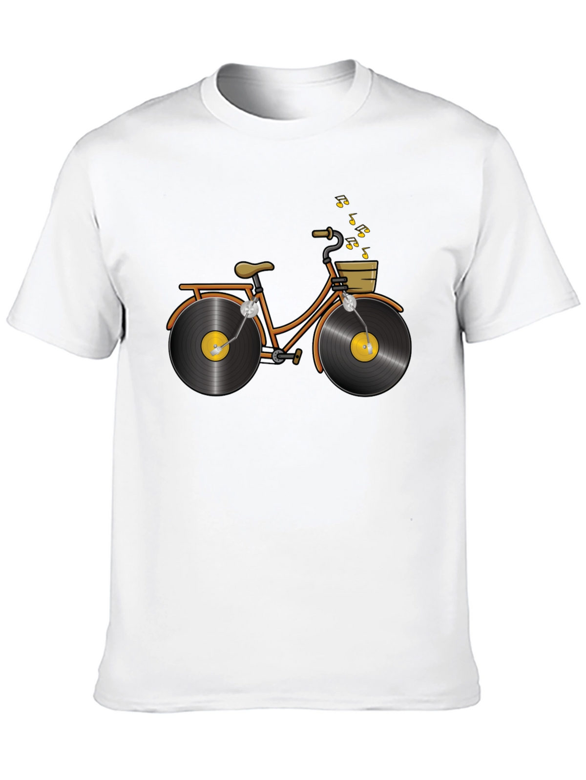 Unique Vinyl Record Bicycle Graphic T-Shirt
