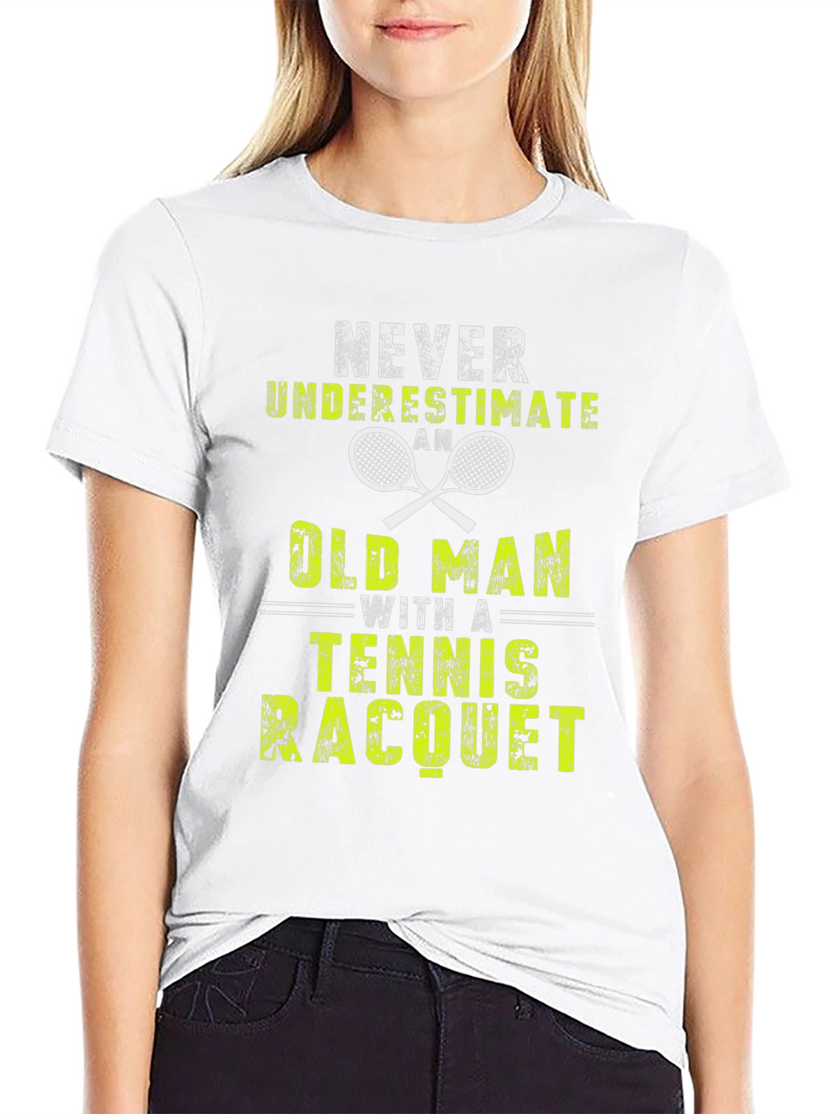 Never Underestimate an Old Man Tennis Racquet T-Shirt