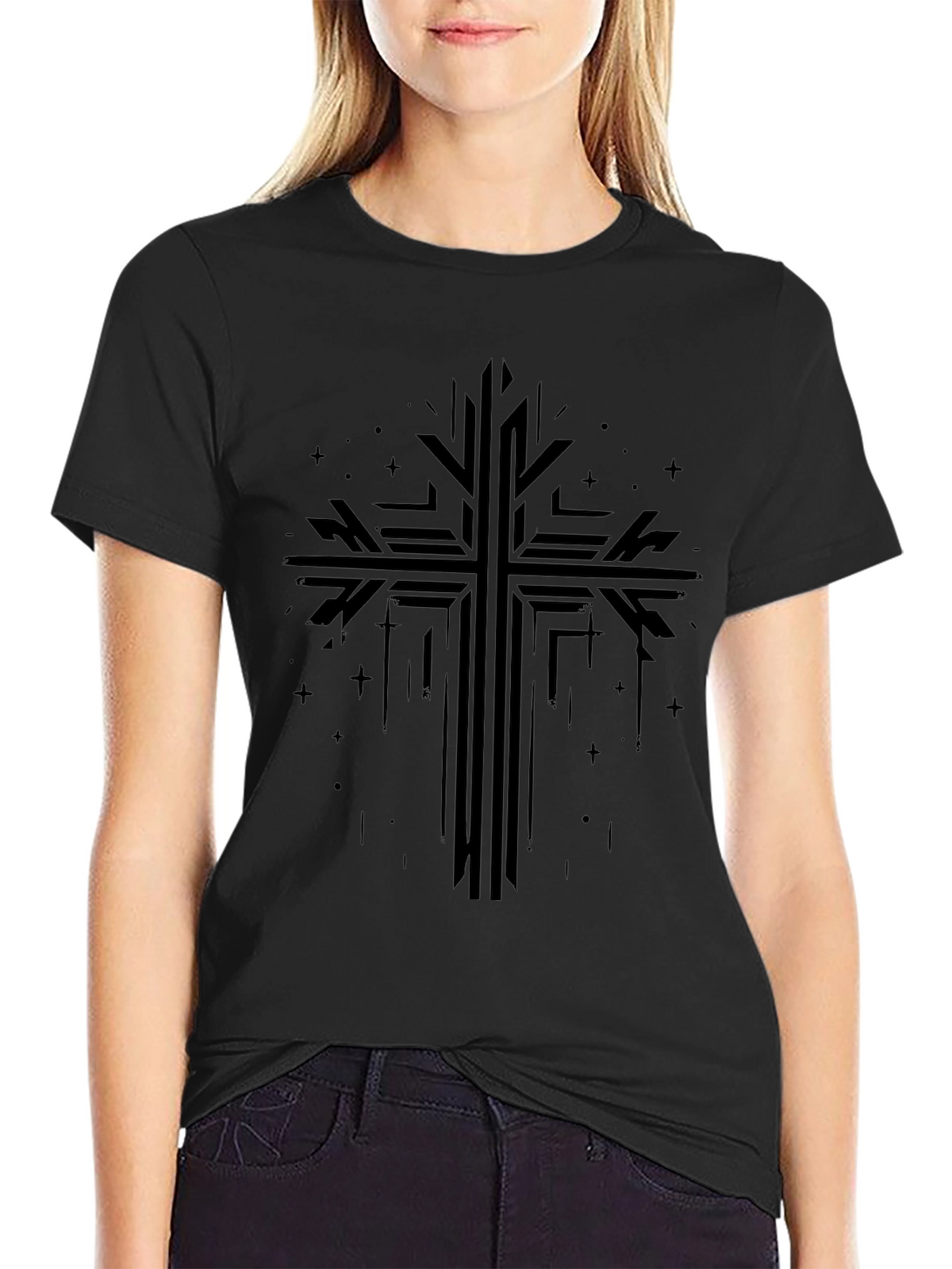 Geometric Cross Graphic Tee - Stylish Religious Apparel