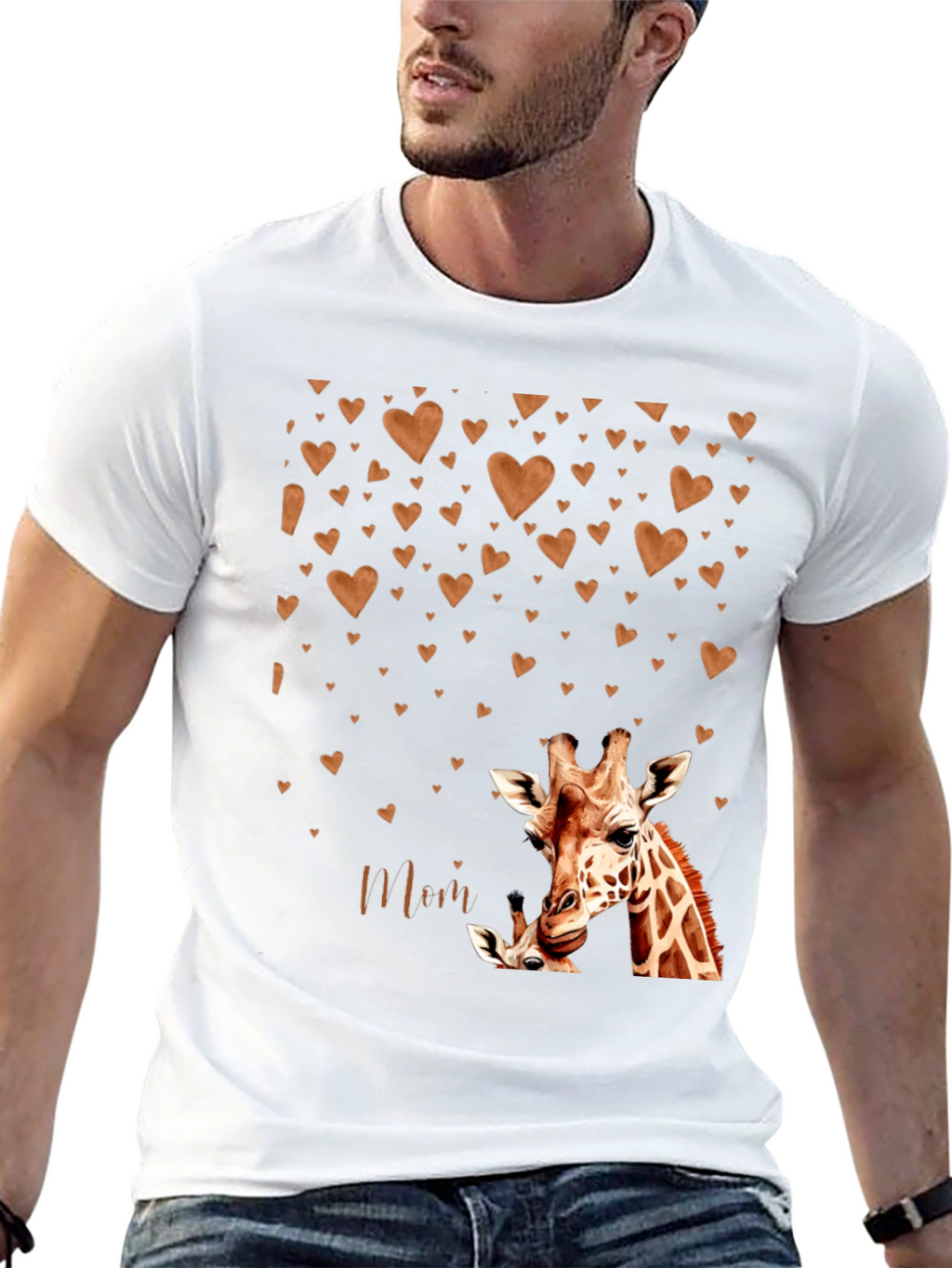 Giraffe Mom Heart Graphic Tee