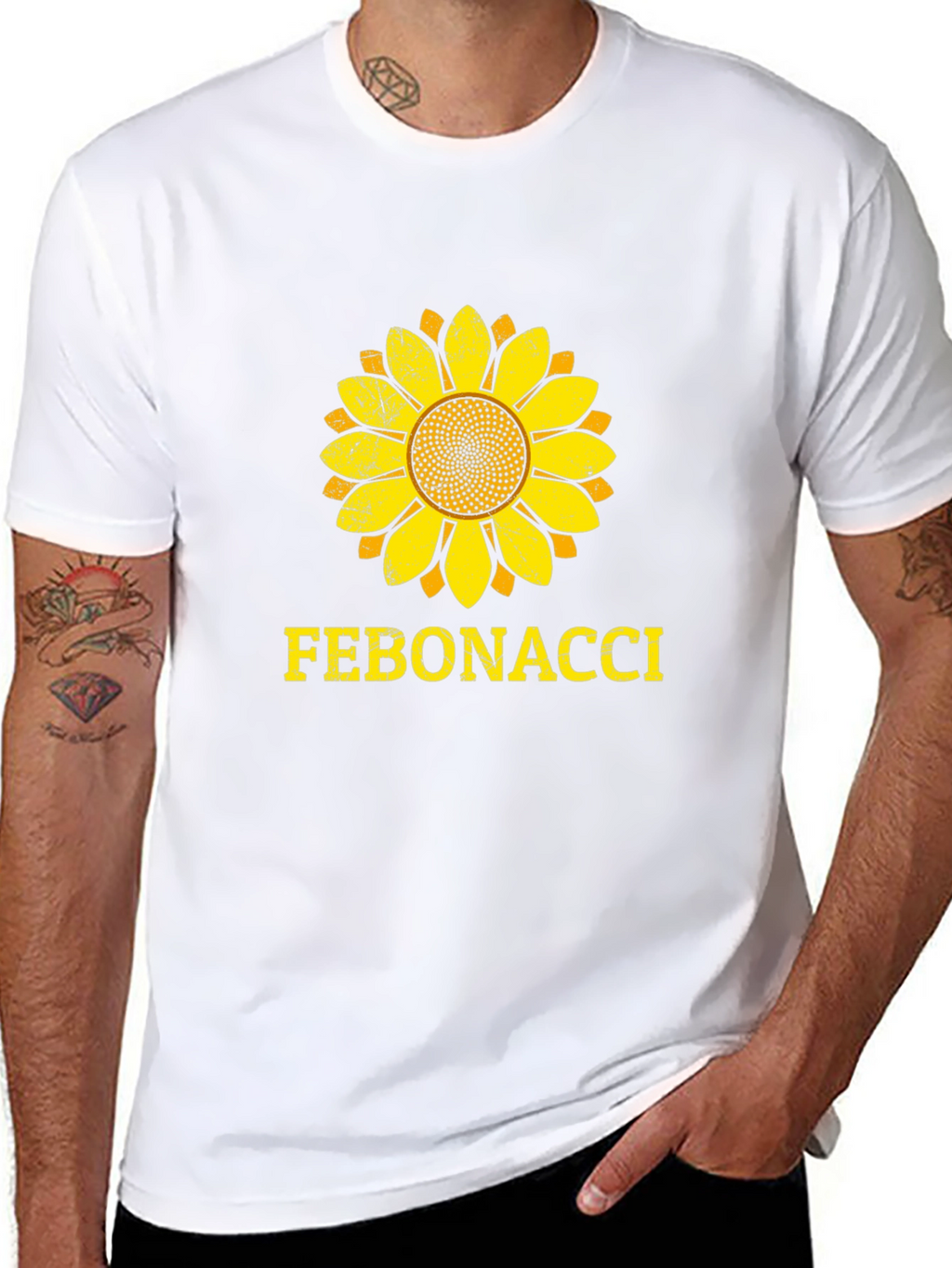 Fibonacci Sunflower Graphic T-Shirt - Black Cotton Tee