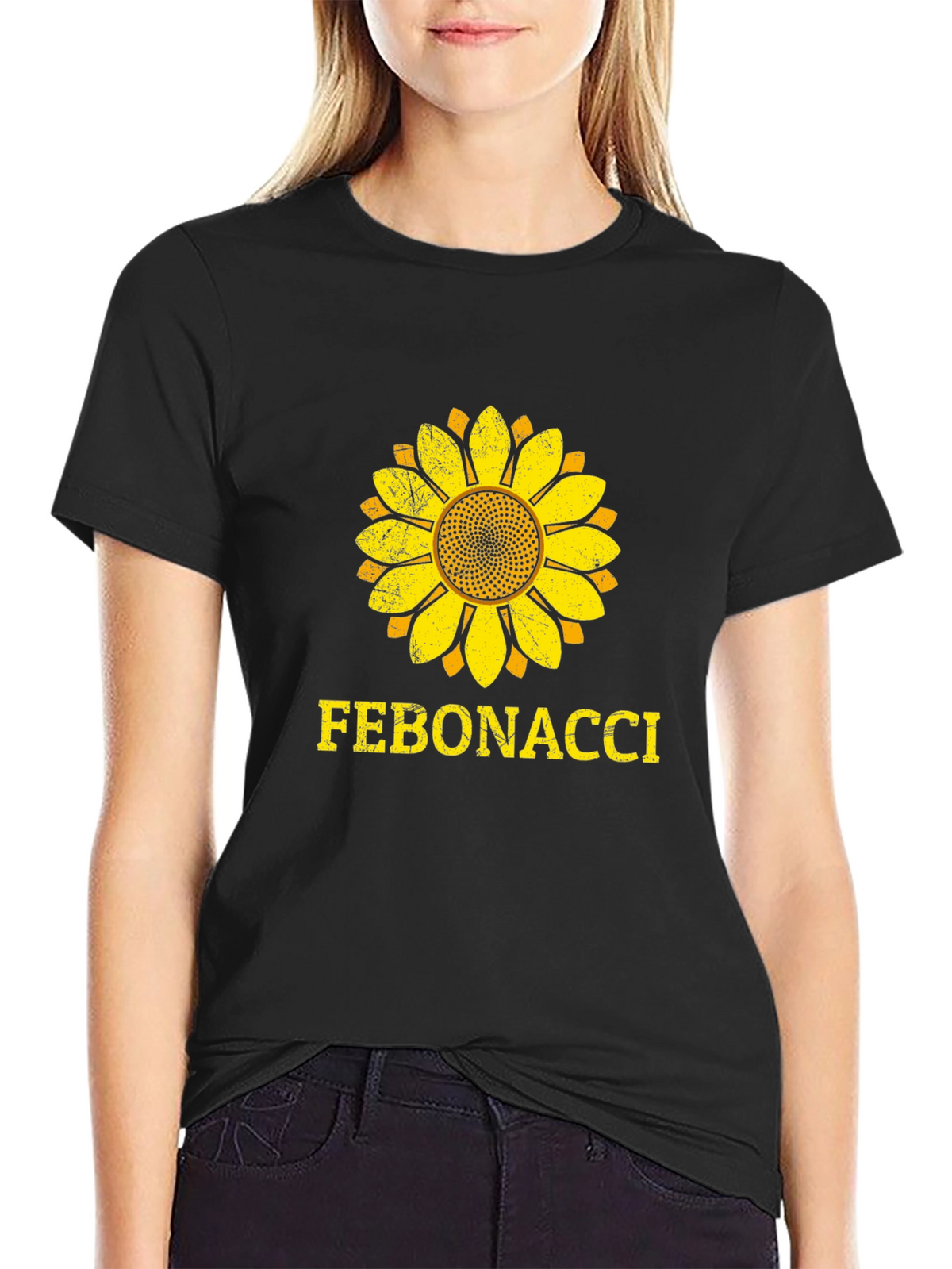 Fibonacci Sunflower Graphic T-Shirt - Black Cotton Tee