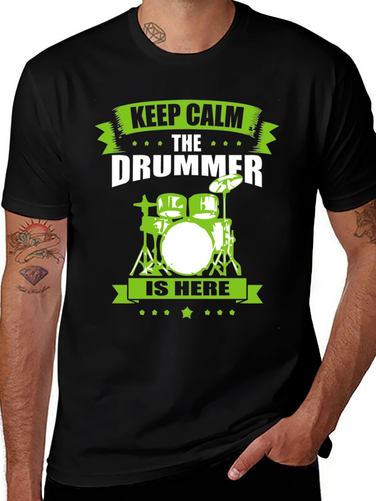 Keep Calm Drummer T-Shirt - Black