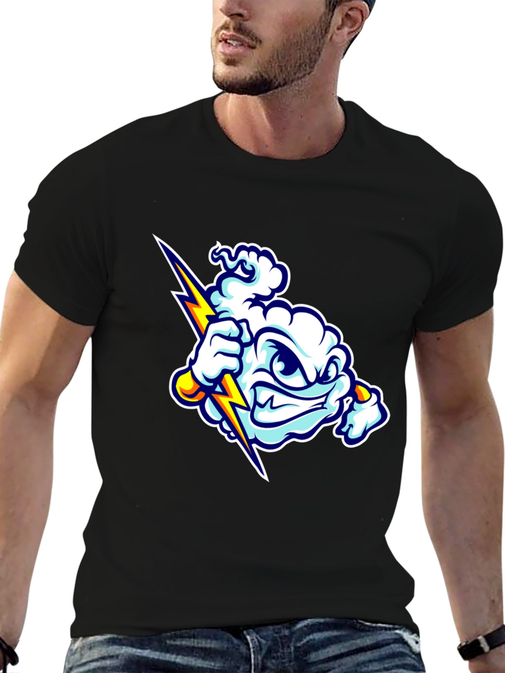 Storm Cloud Graphic T-Shirt - Black Cotton Tee