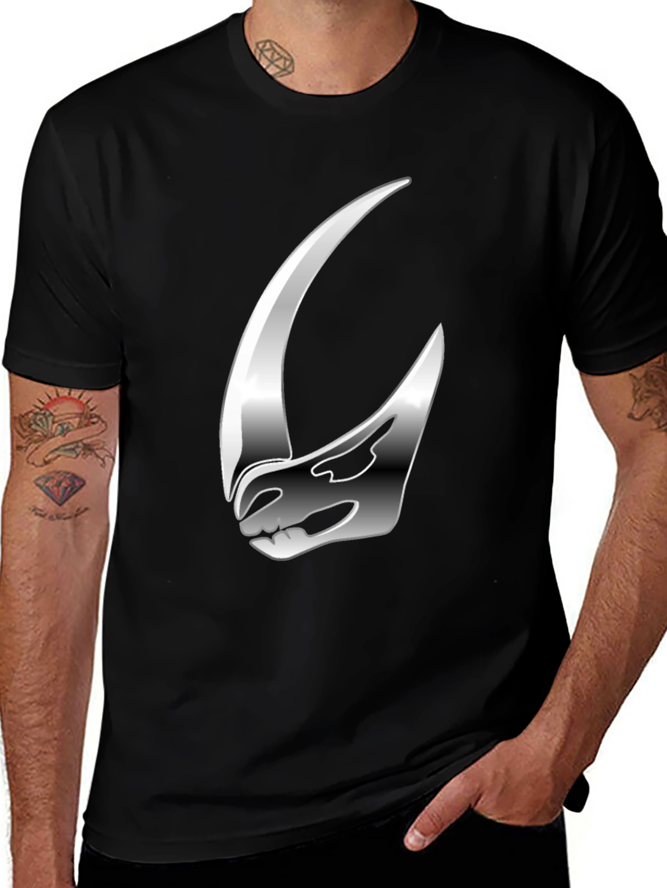 Stylish Silver Helmet Graphic Tee