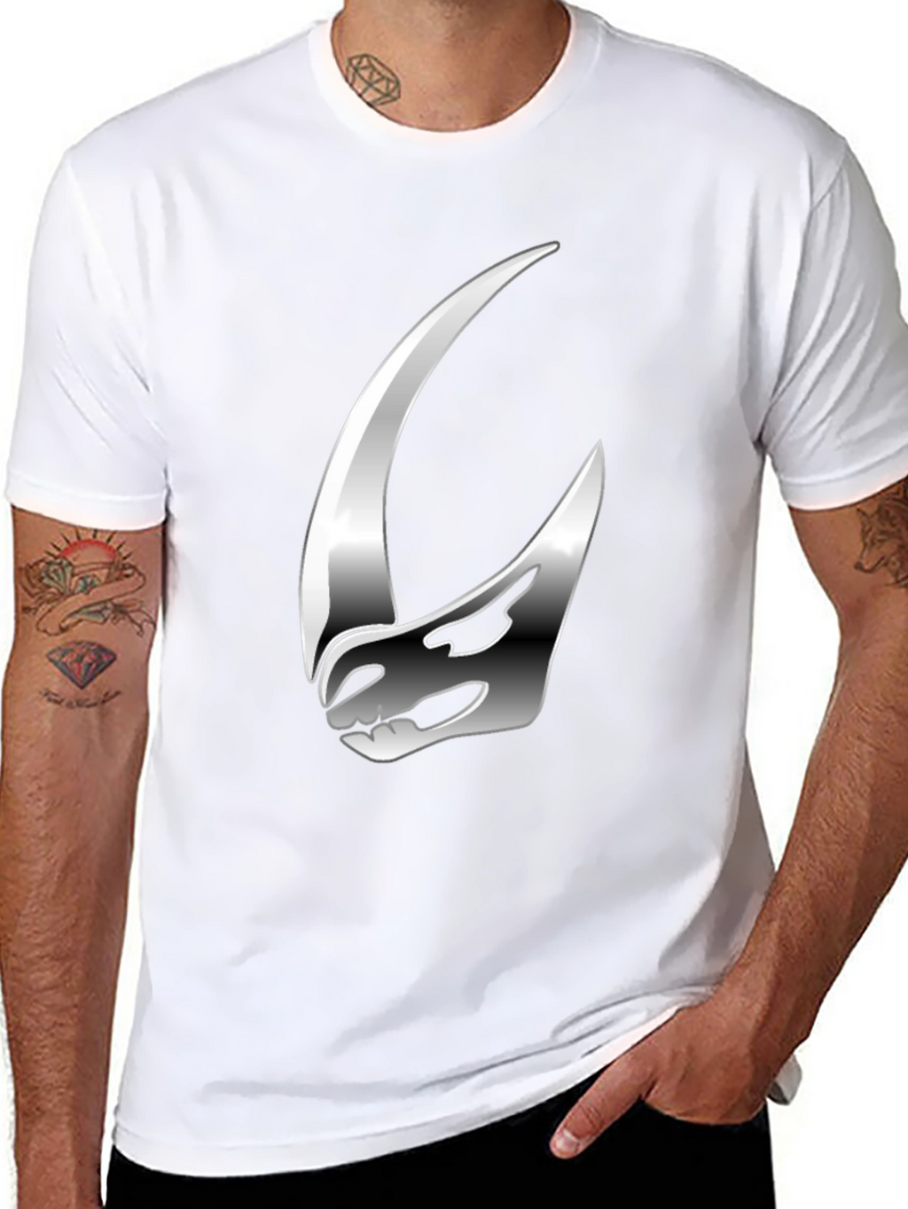 Stylish Silver Helmet Graphic Tee