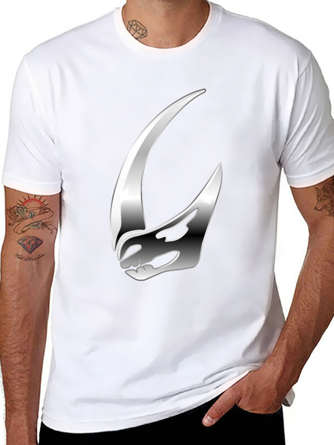 Stylish Silver Helmet Graphic Tee