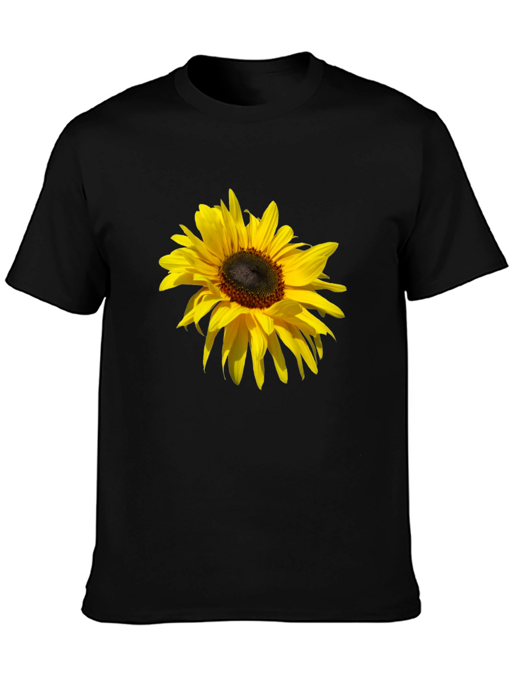 Sunflower Print Black T-Shirt