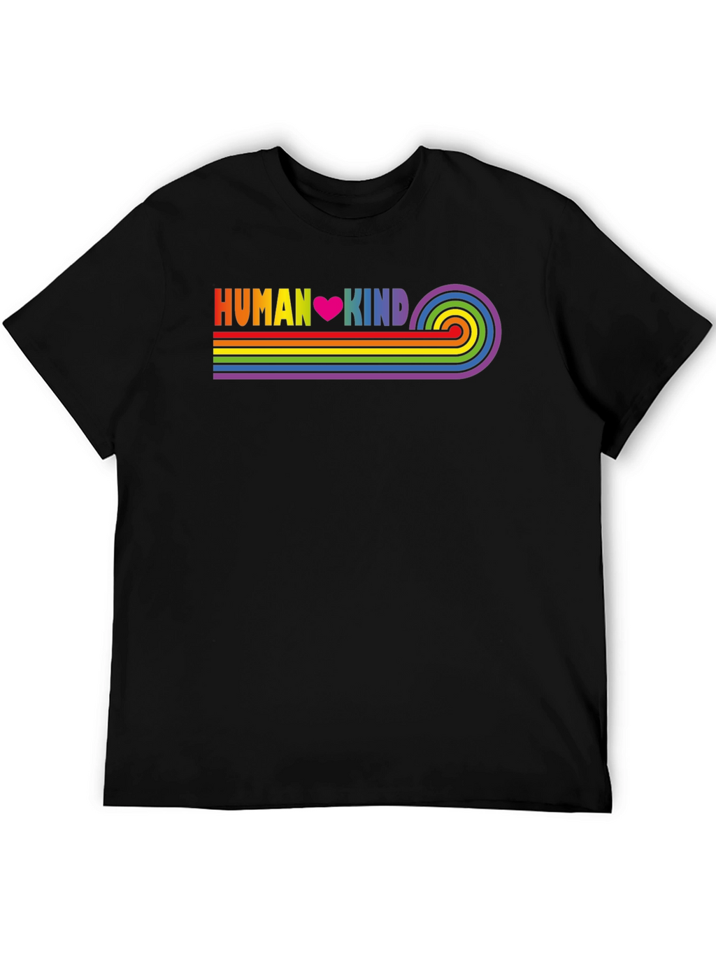 Human Kind Rainbow Stripe Tee - Black Casual T-Shirt
