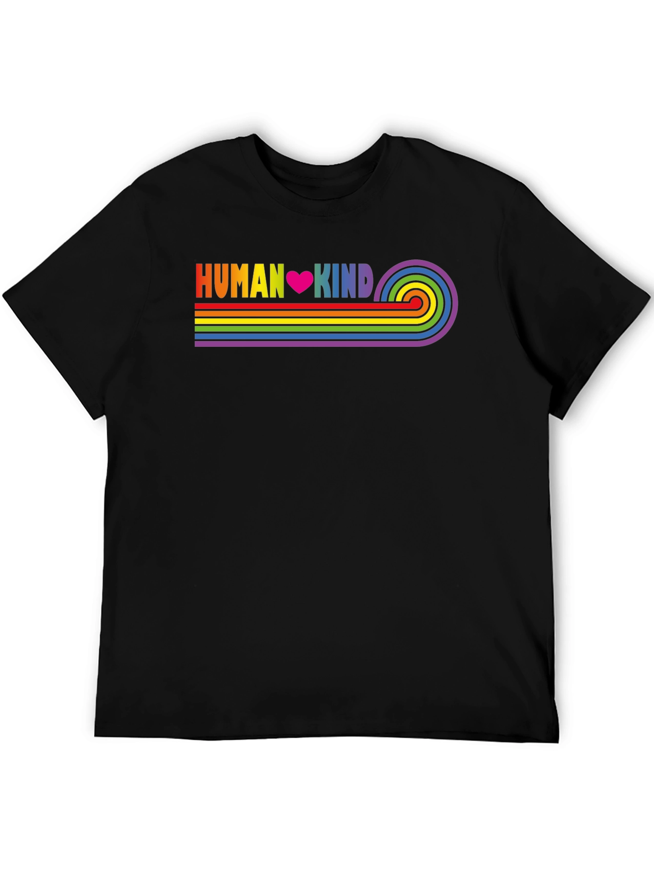 Human Kind Rainbow Stripe Tee - Black Casual T-Shirt