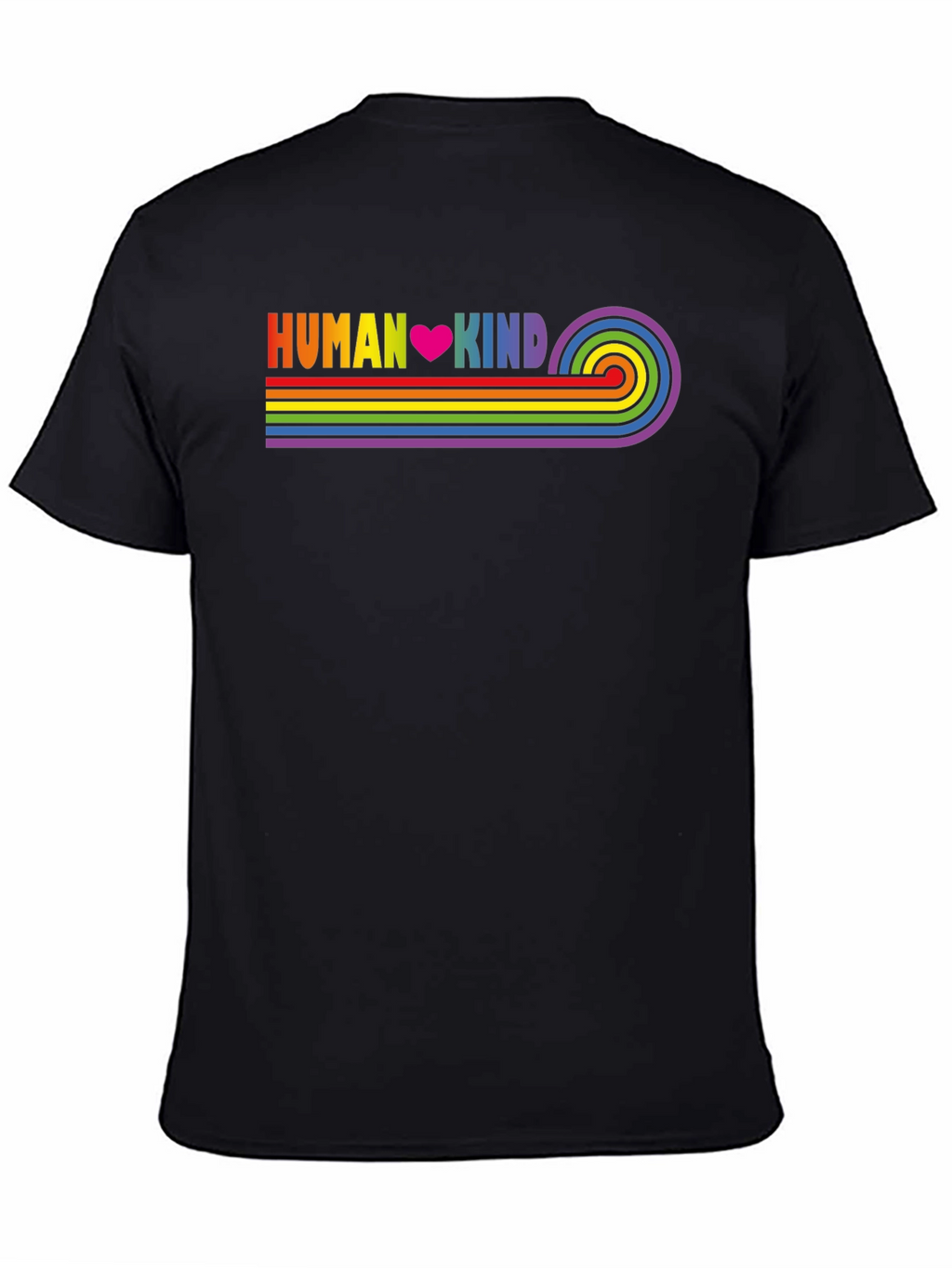 Human Kind Rainbow Stripe Tee - Black Casual T-Shirt