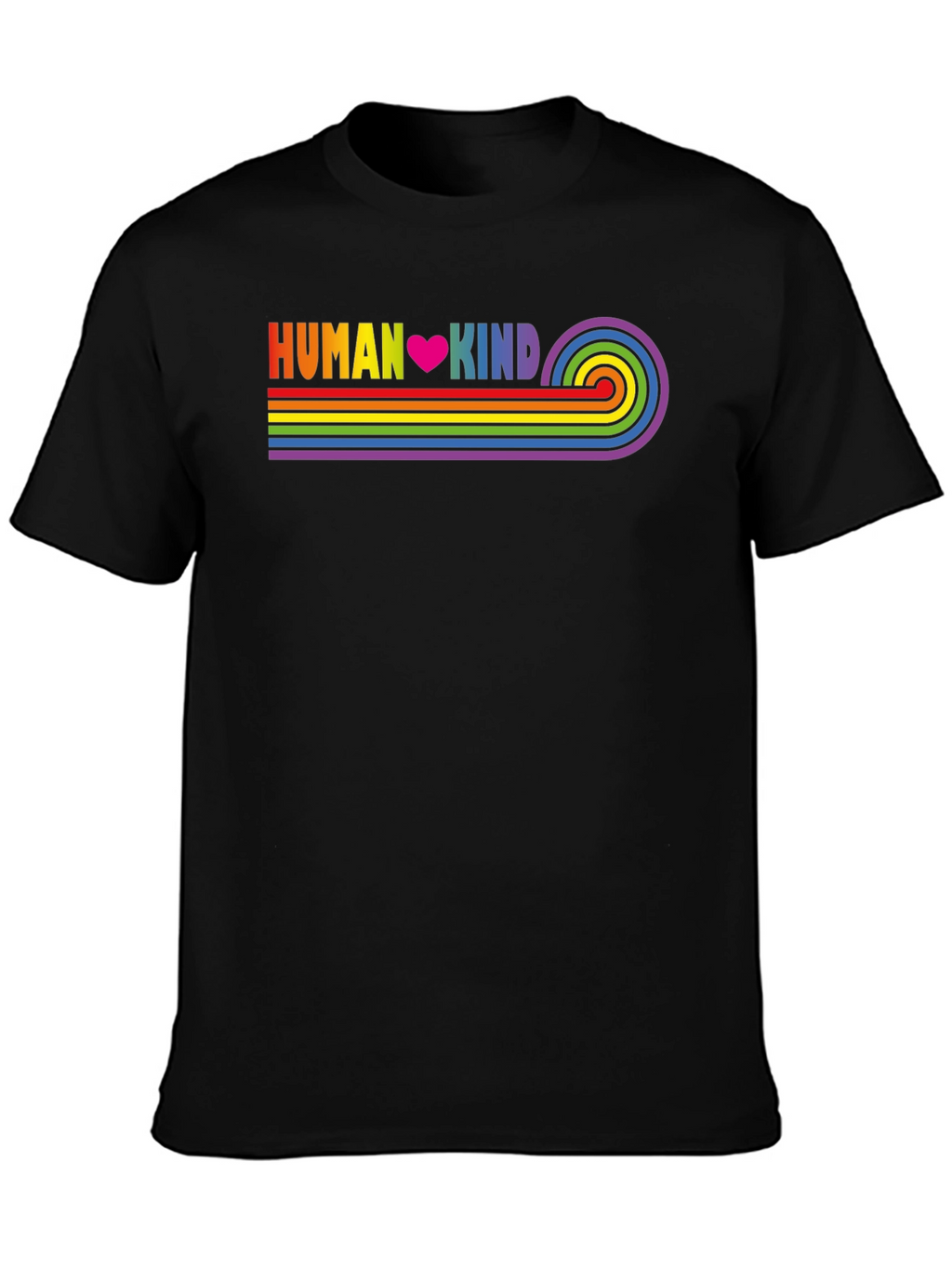 Human Kind Rainbow Stripe Tee - Black Casual T-Shirt