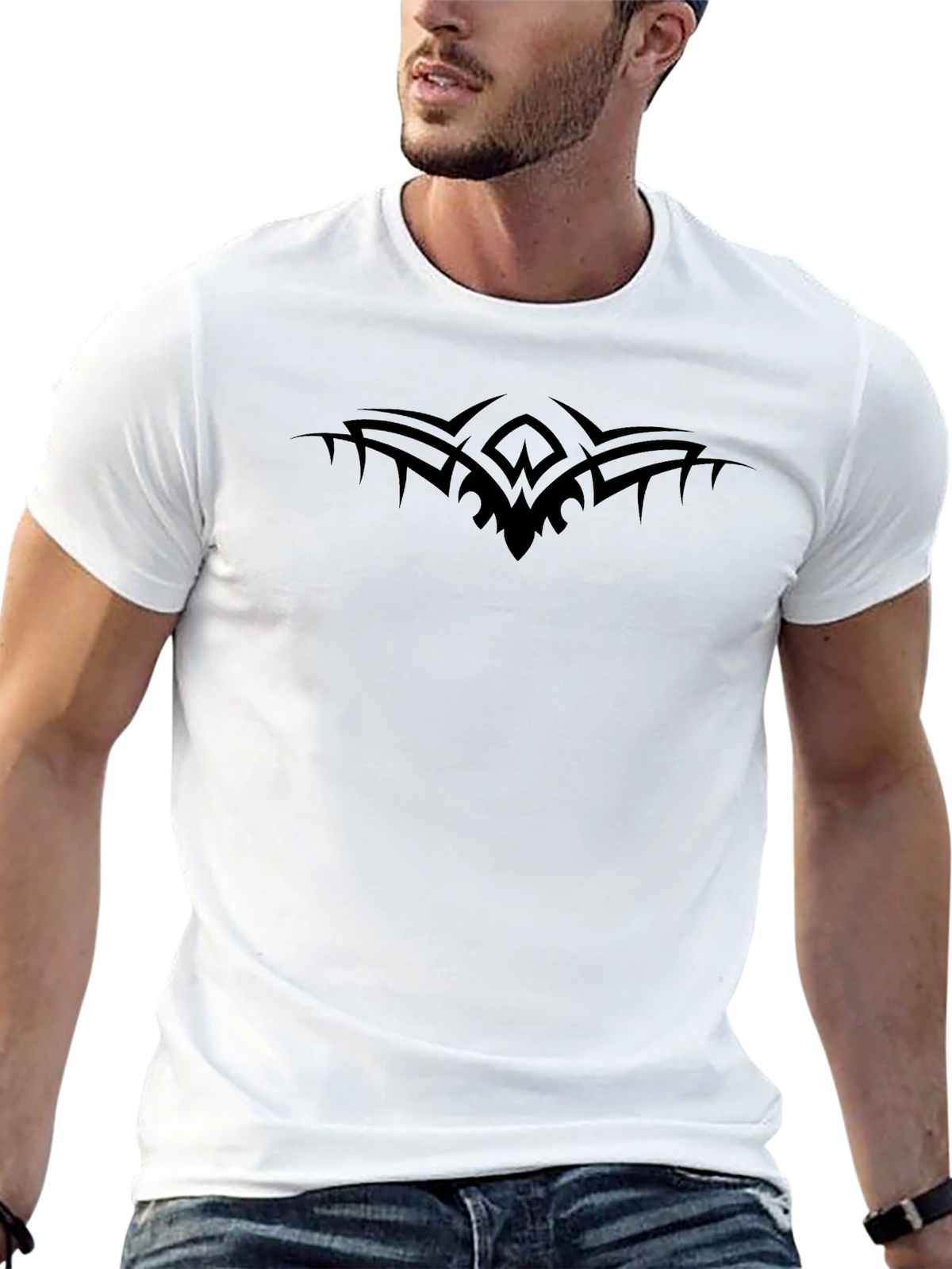 Mens Black Tee with Tribal Design