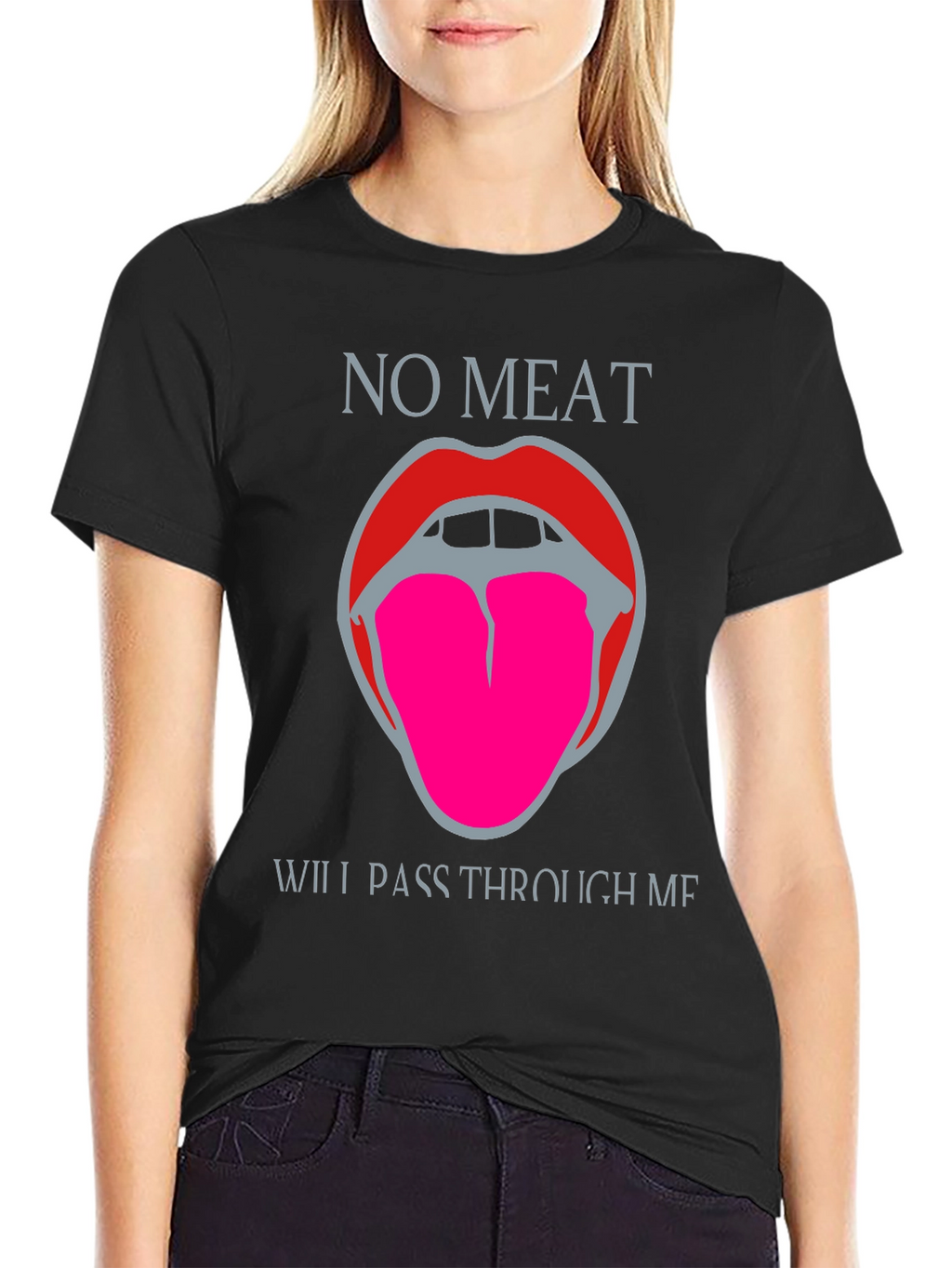 Vegan Statement T-Shirt: No Meat Tongue Design