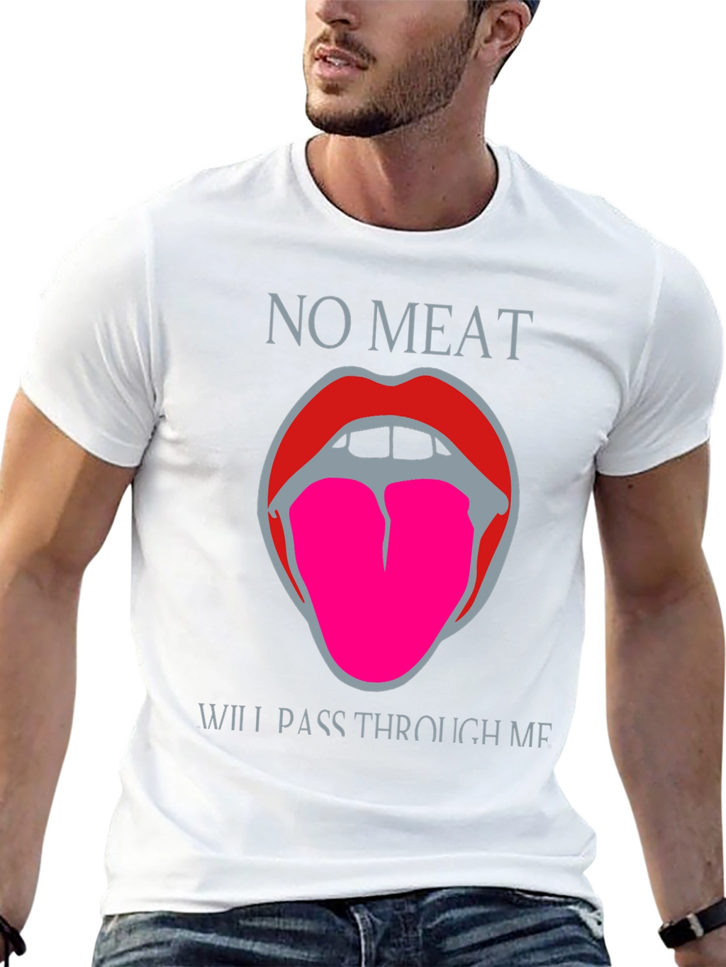 Vegan Statement T-Shirt: No Meat Tongue Design